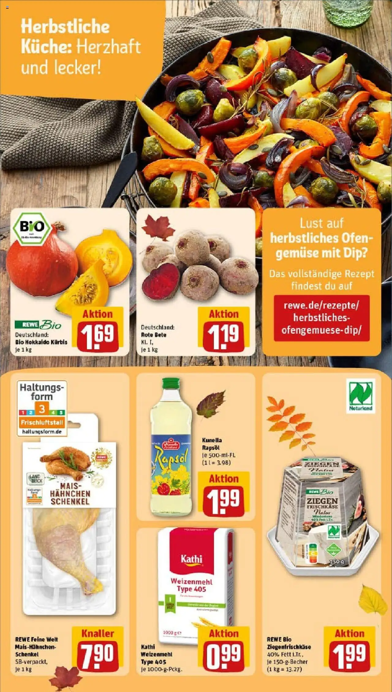 Rewe prospekt Golßen	 – gültig ab 13.10.2025 | Seite: 19 | Produkte: Ofen, Weizenmehl, Kürbis, Frischkase