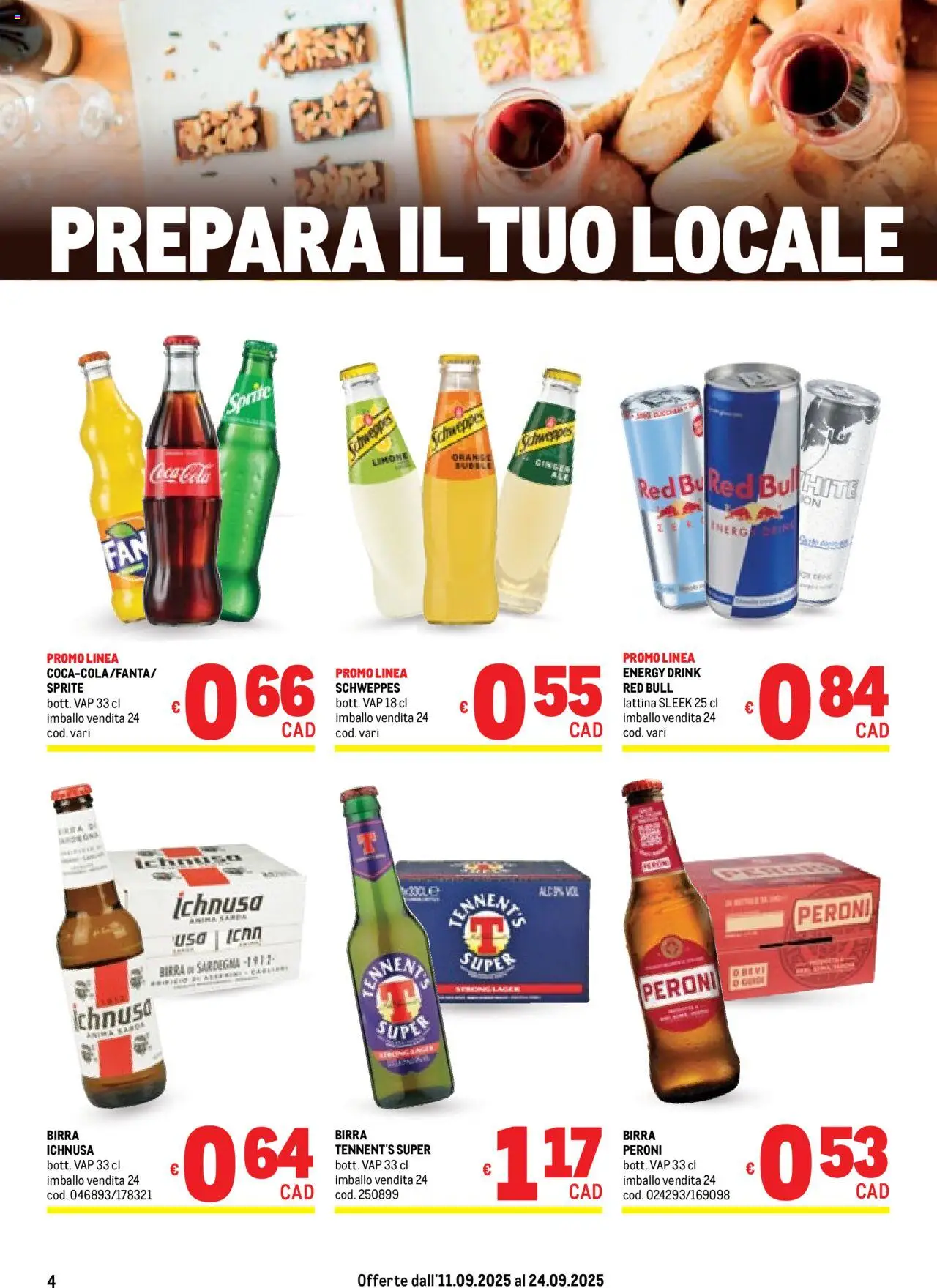 Volantino Metro del 11.09.2025 | Pagina: 4 | Prodotti: Tennent's, Birra, Red Bull