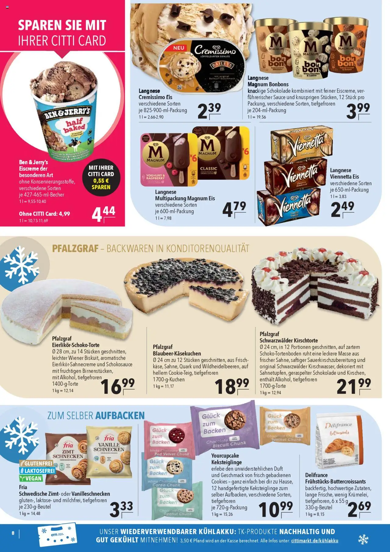 CITTI Markt  Tiefkühlwelt – gültig ab 15.10.2025 | Seite: 8 | Produkte: Cremissimo, Schokolade, Baileys, Eis
