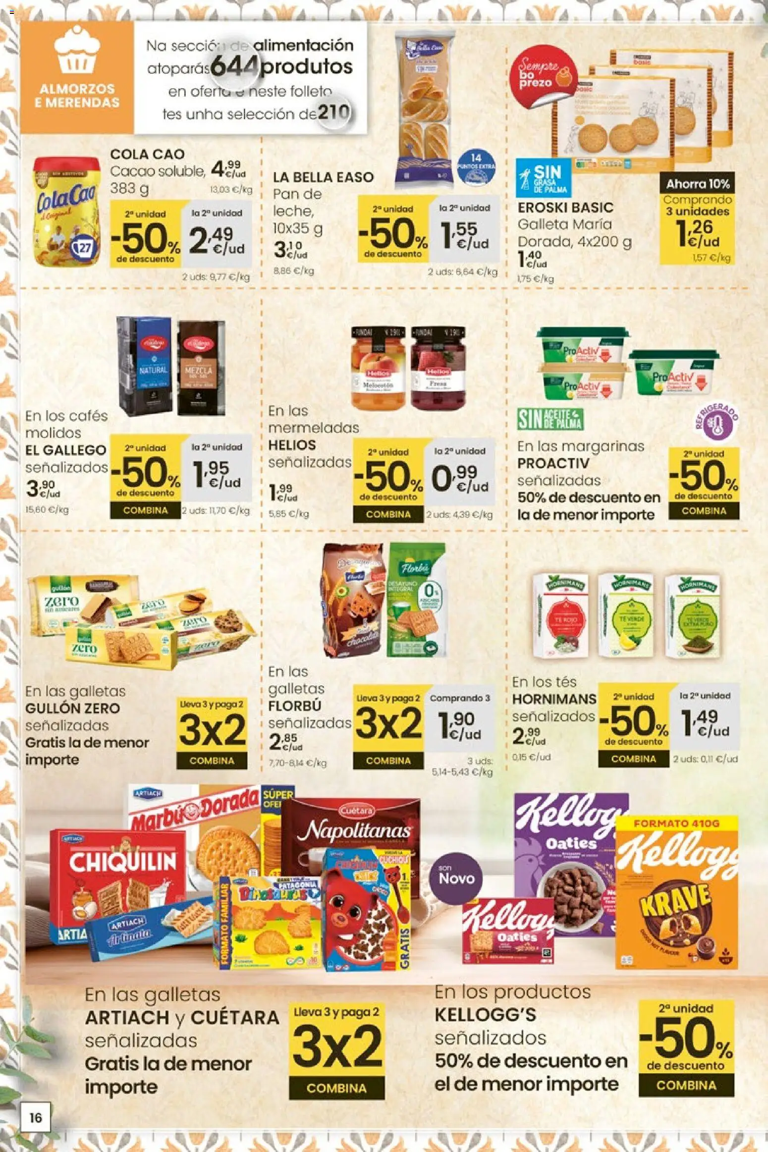Eroski - Oferta 3x2 │ válido desde el 30.10.2025 | Página: 16 | Productos: Pan, Té, Galletas, Φρυγανιές σικάλεως