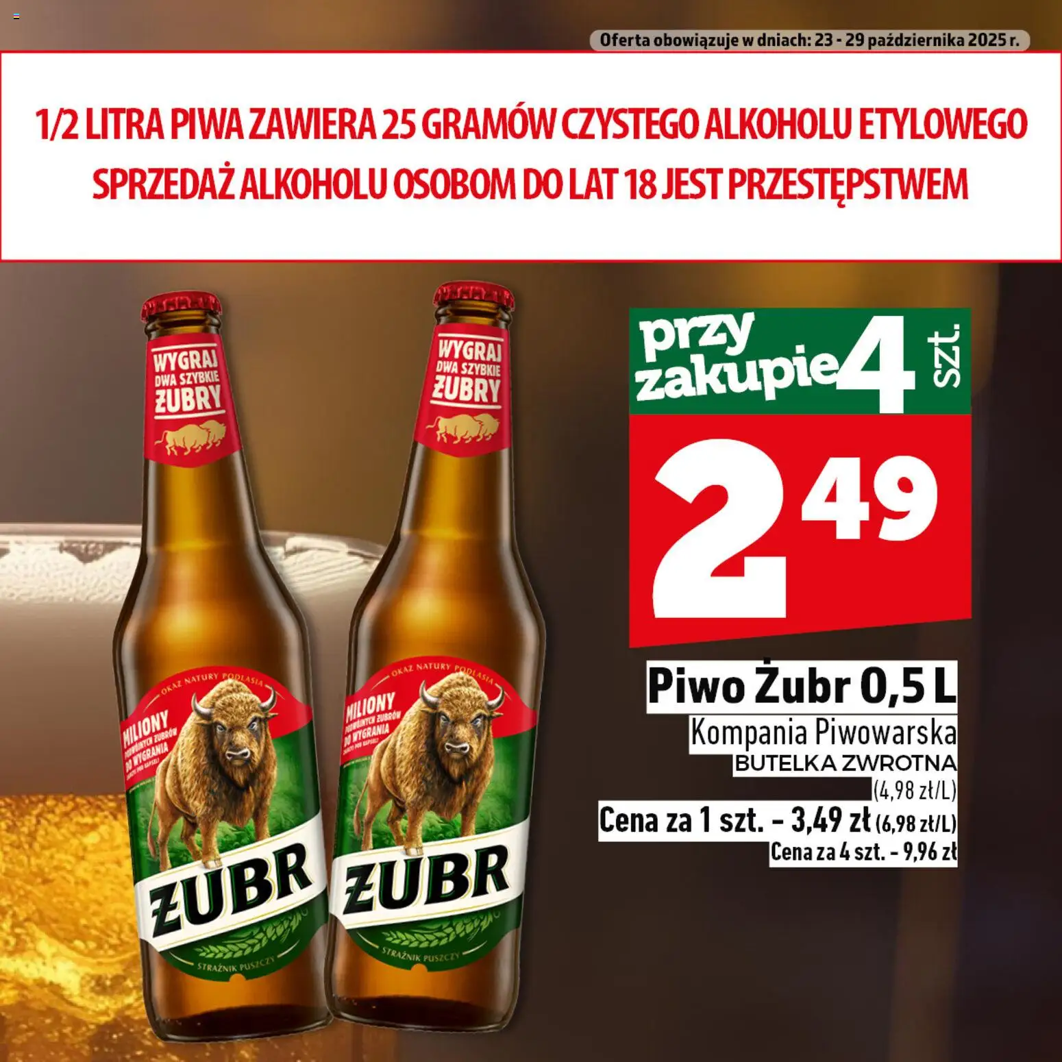 Topaz Gazetka - Ogródek Piwosza od 23.10.2025 | Strona: 2 | Produkty: Piwo żubr, Piwo