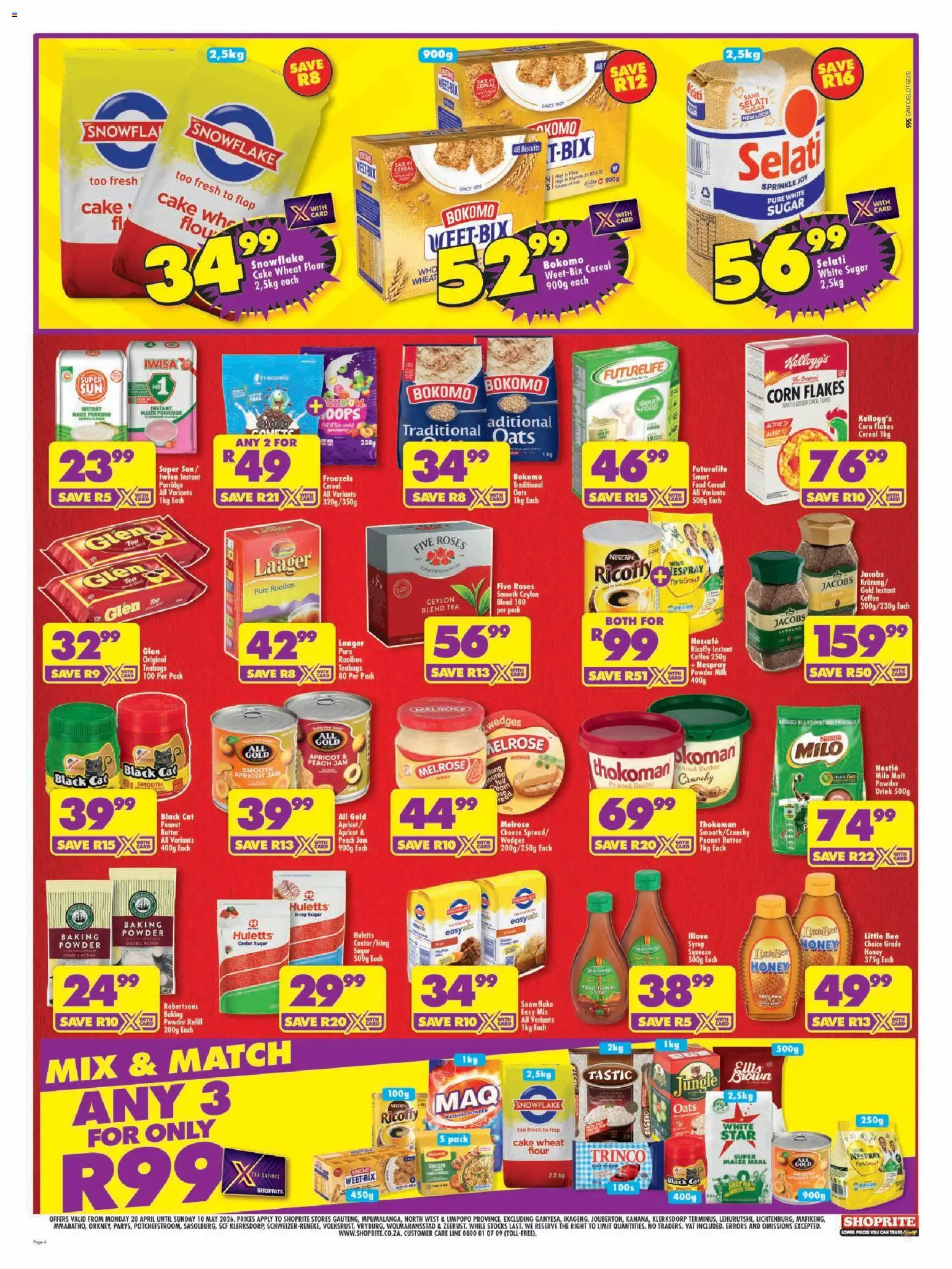New Shoprite catalogue – valid from 20.04.2026 | Page: 6 | Products: Milk, Powder, Tea, Baking powder