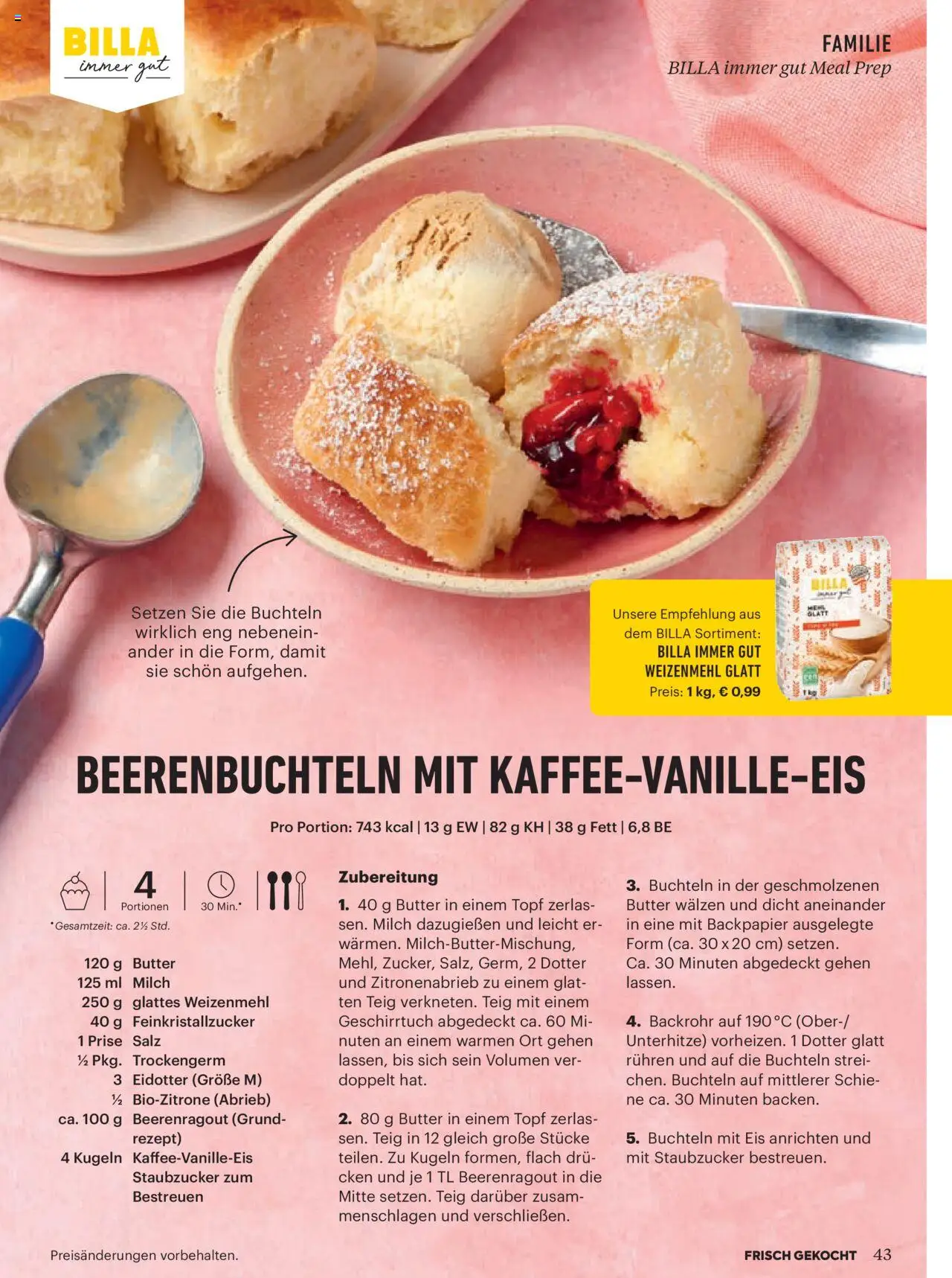 Billa Frisch Gekocht gültig ab 03.07.2025 | Seite: 43 | Produkte: Eis, Salz, Milch, Butter