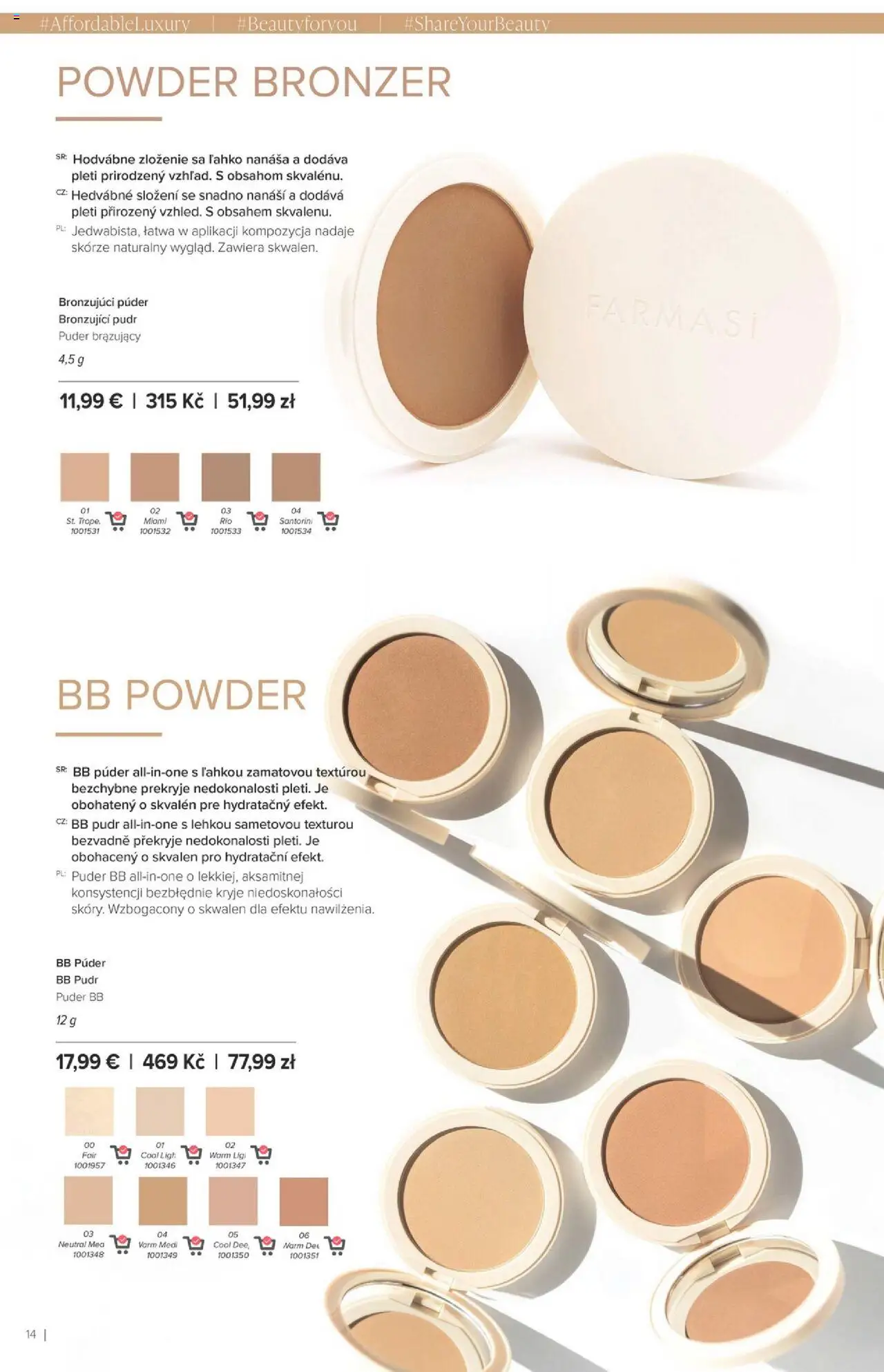 Nové Farmasi akcie – leták je platný od 24.09.2025 | Strana: 14 | Produkty: Púder, Bronzer