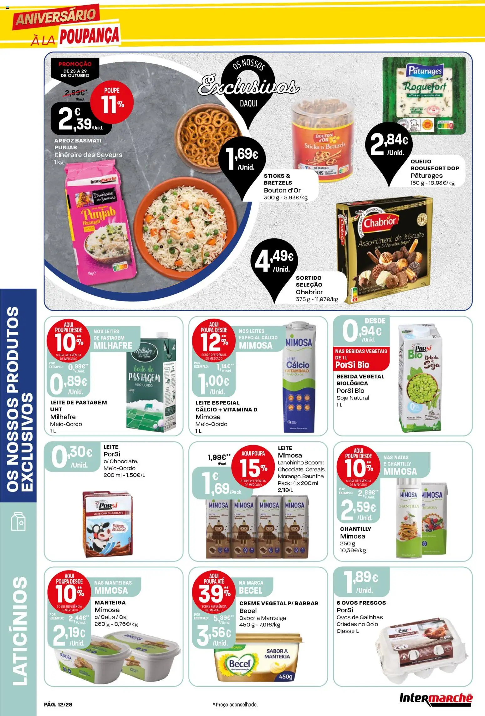 Intermarché Folheto Contact │ válido de 23.10.2025 | Página: 12 | Produtos: Arroz basmati, Manteiga, Ovos, Bebida