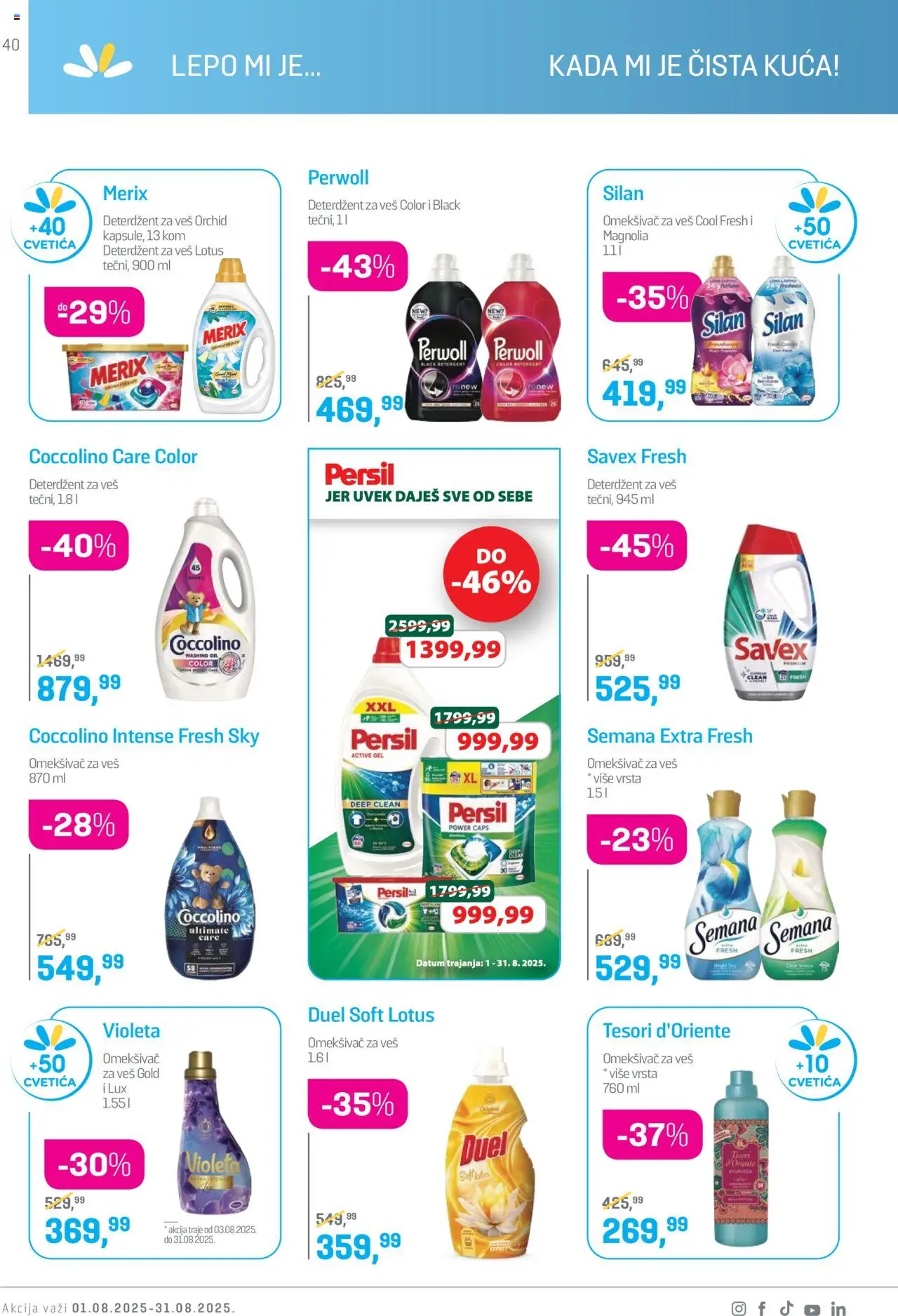Lilly drogerie katalog - važi od 01.08.2025 | Strana: 40 | Proizvode: Deterdžent, Perwoll, Persil, Omekšivač za veš