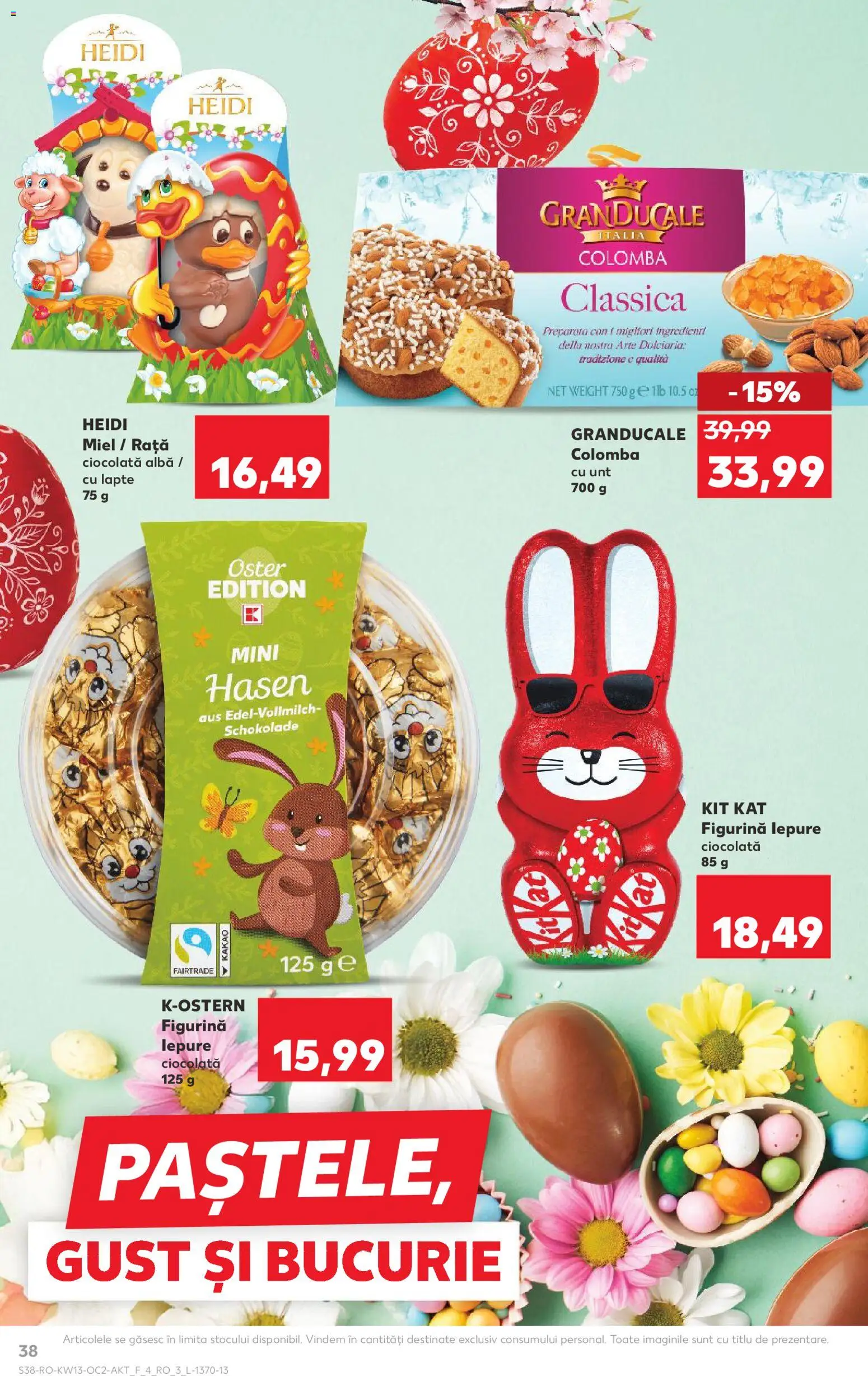 Noul catalog Kaufland – valabil de la 25.03.2026 | Pagină: 38 | Produse: Rață, Lapte, Unt, Ciocolată