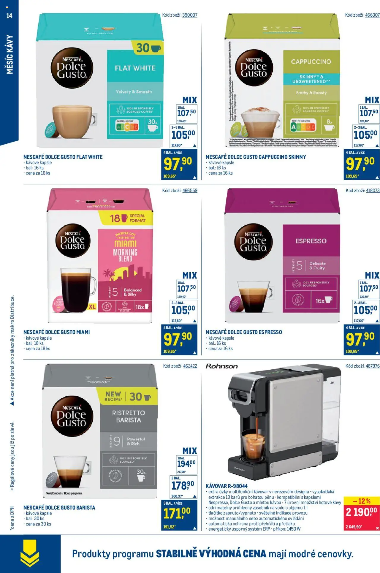 Makro leták - Měsíc kávy od 10.09.2025 | Strana: 14 | Produkty: Dolce Gusto, Nescafé Dolce Gusto, Kapsle, Cappuccino