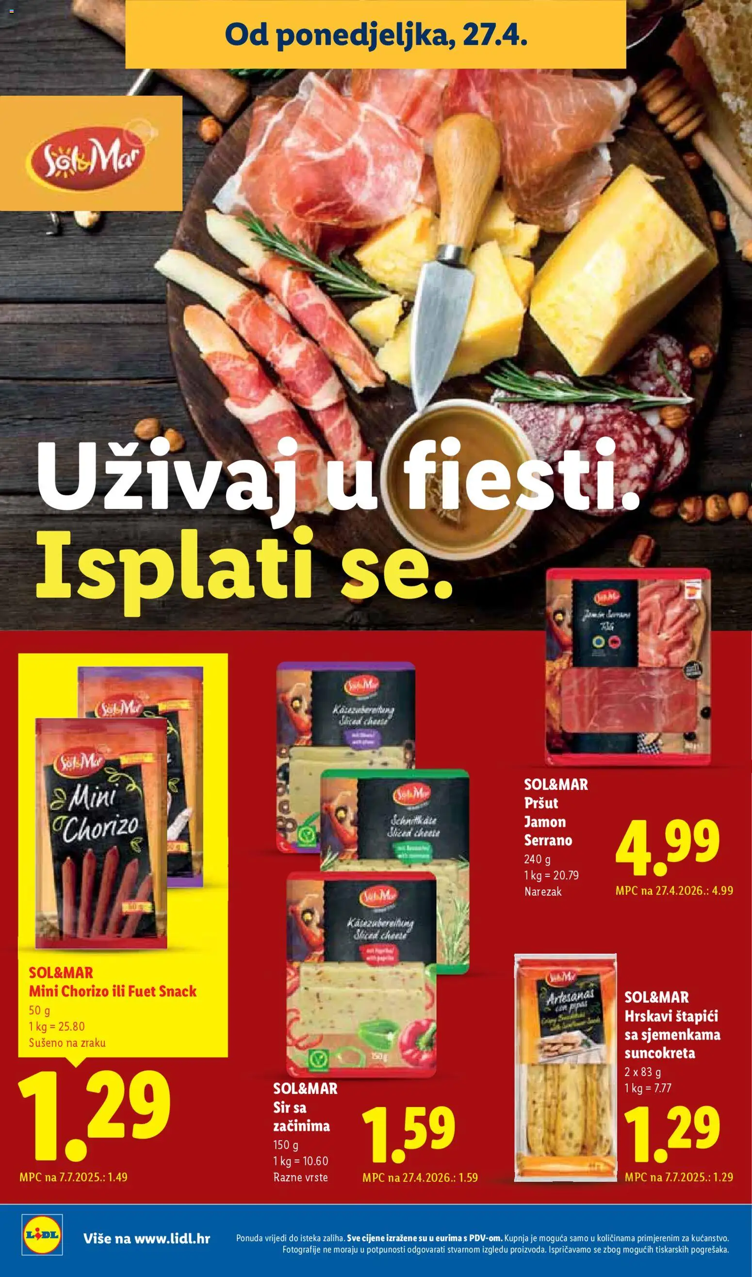 Lidl katalog | vrijedi od 27.04.2026 | Stranica: 16 | Proizvodi: Sir, Pršut, Narezak, Štapići