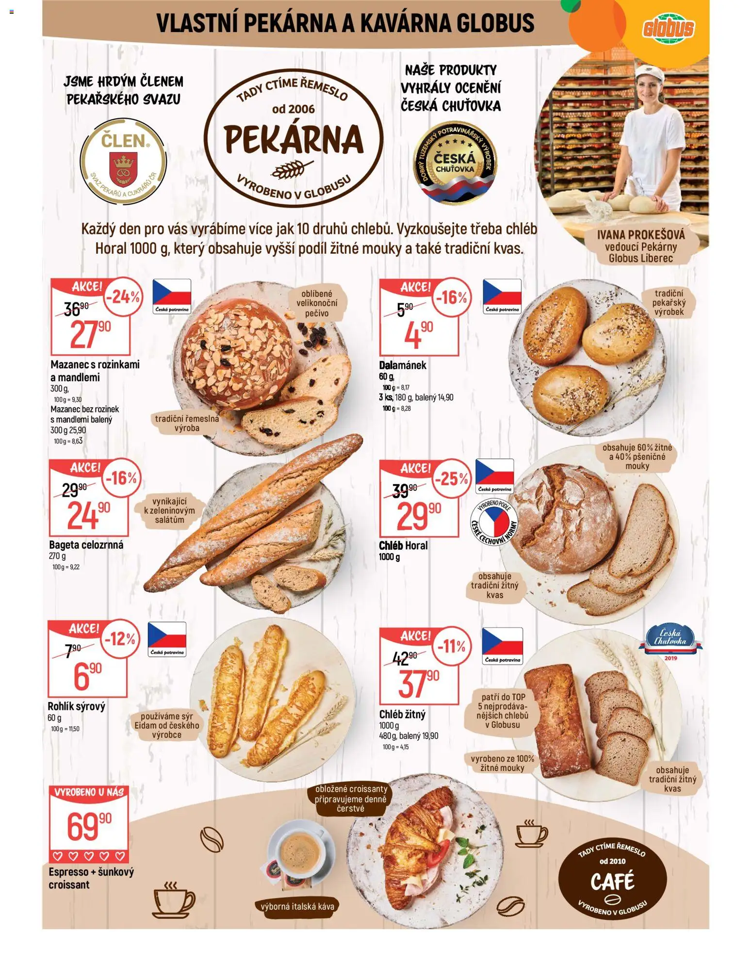 Globus leták - Liberec od 25.03.2026 | Strana: 6 | Produkty: Chléb, Káva, Eidam, Pekárna