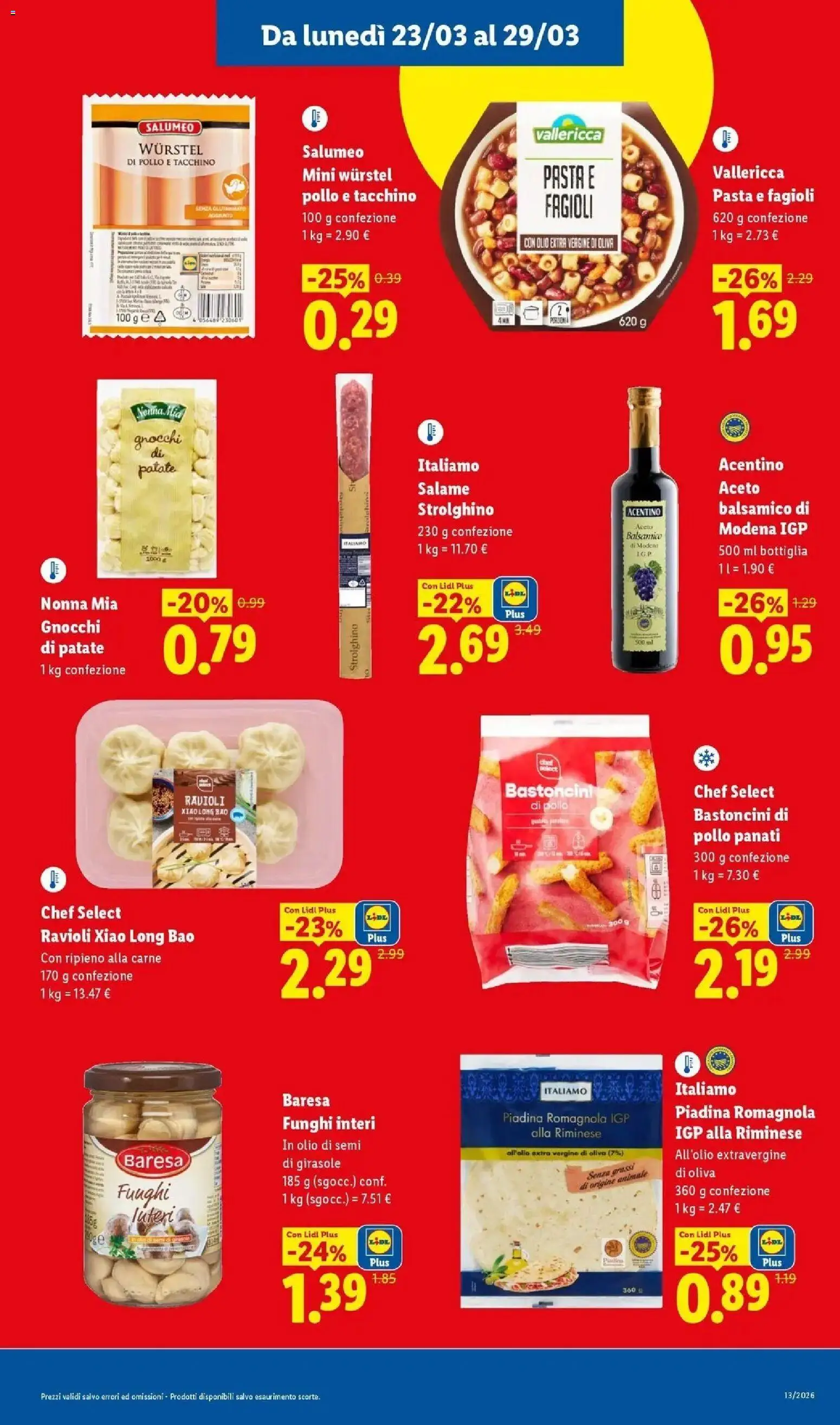 Volantino Lidl del 23.03.2026 | Pagina: 9 | Prodotti: Salame, Pollo, Aceto, Olio di semi di girasole