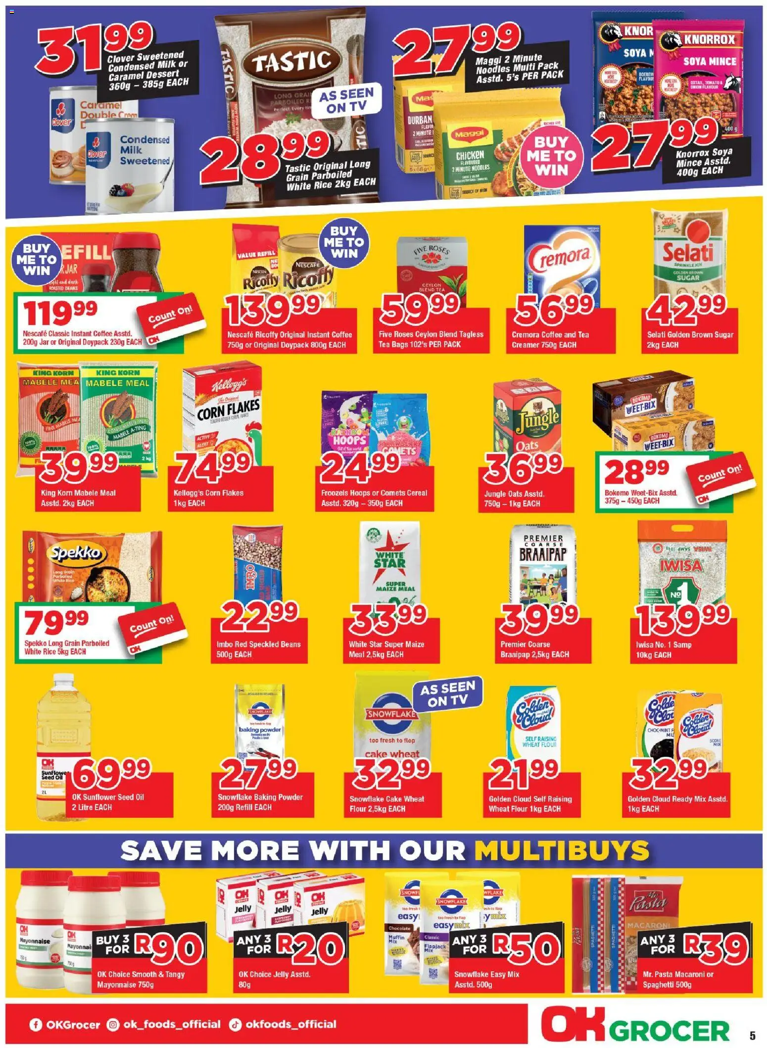 New OK Foods catalogue – valid from 25.03.2026 | Page: 5 | Products: Cake, Beans, Oats, Chicken