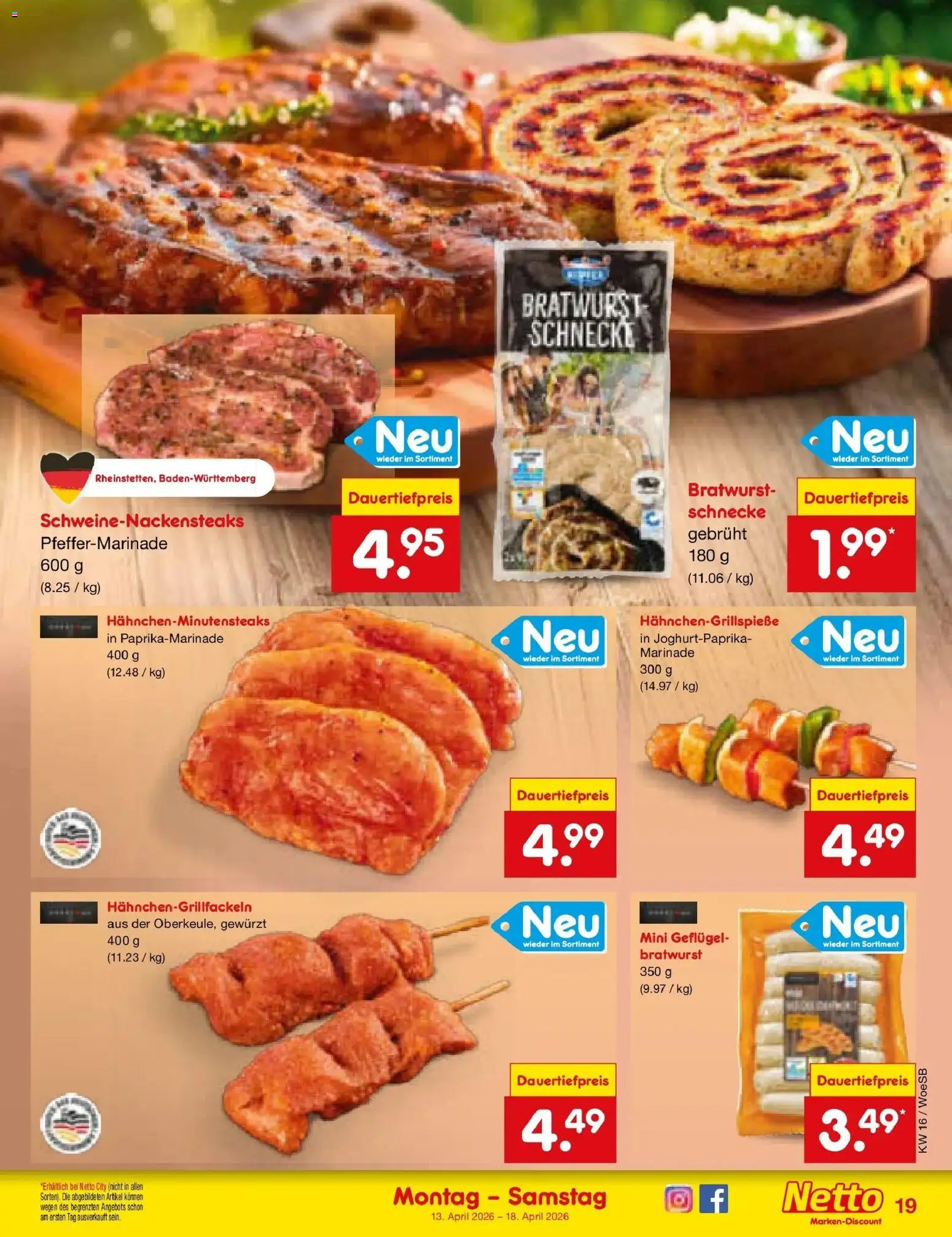 Netto Marken-Discount Prospekt Gemmingen	 – gültig ab 13.04.2026 | Seite: 15 | Produkte: Bratwurst