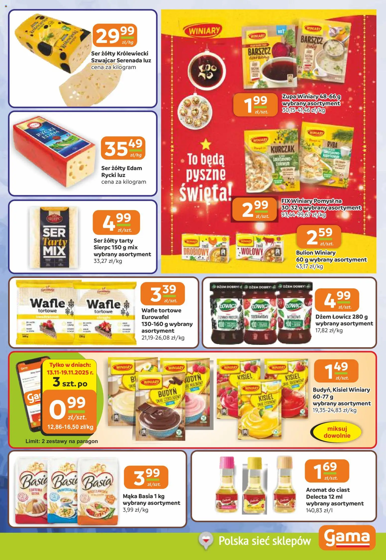 Gama Gazetka od 13.11.2025 | Strona: 7 | Produkty: Wafle, Wafle tortowe, Zupa, Ser