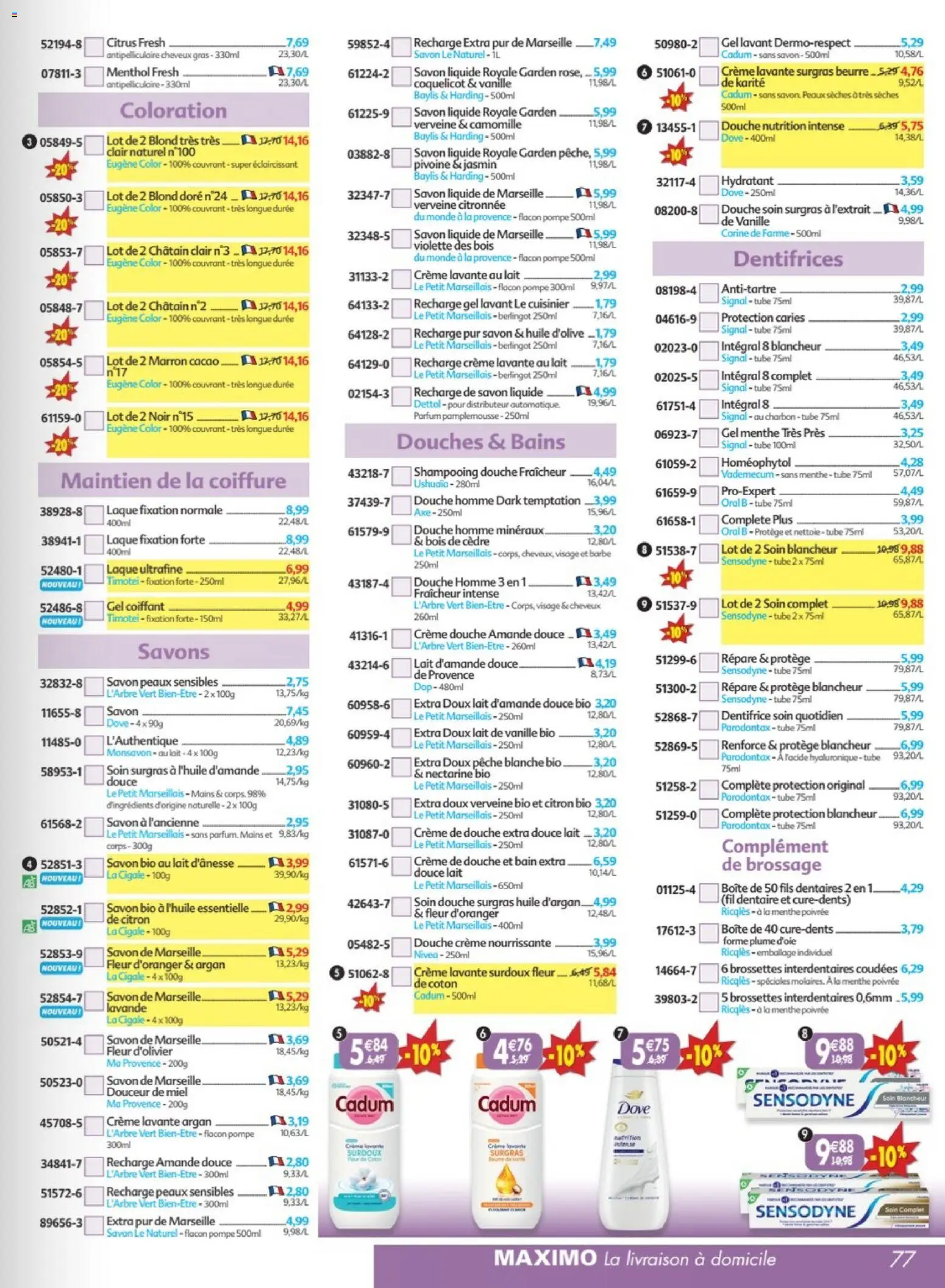 {H1} | Page: 77 | Produits: Menthe, Coloration, Savon, Huile