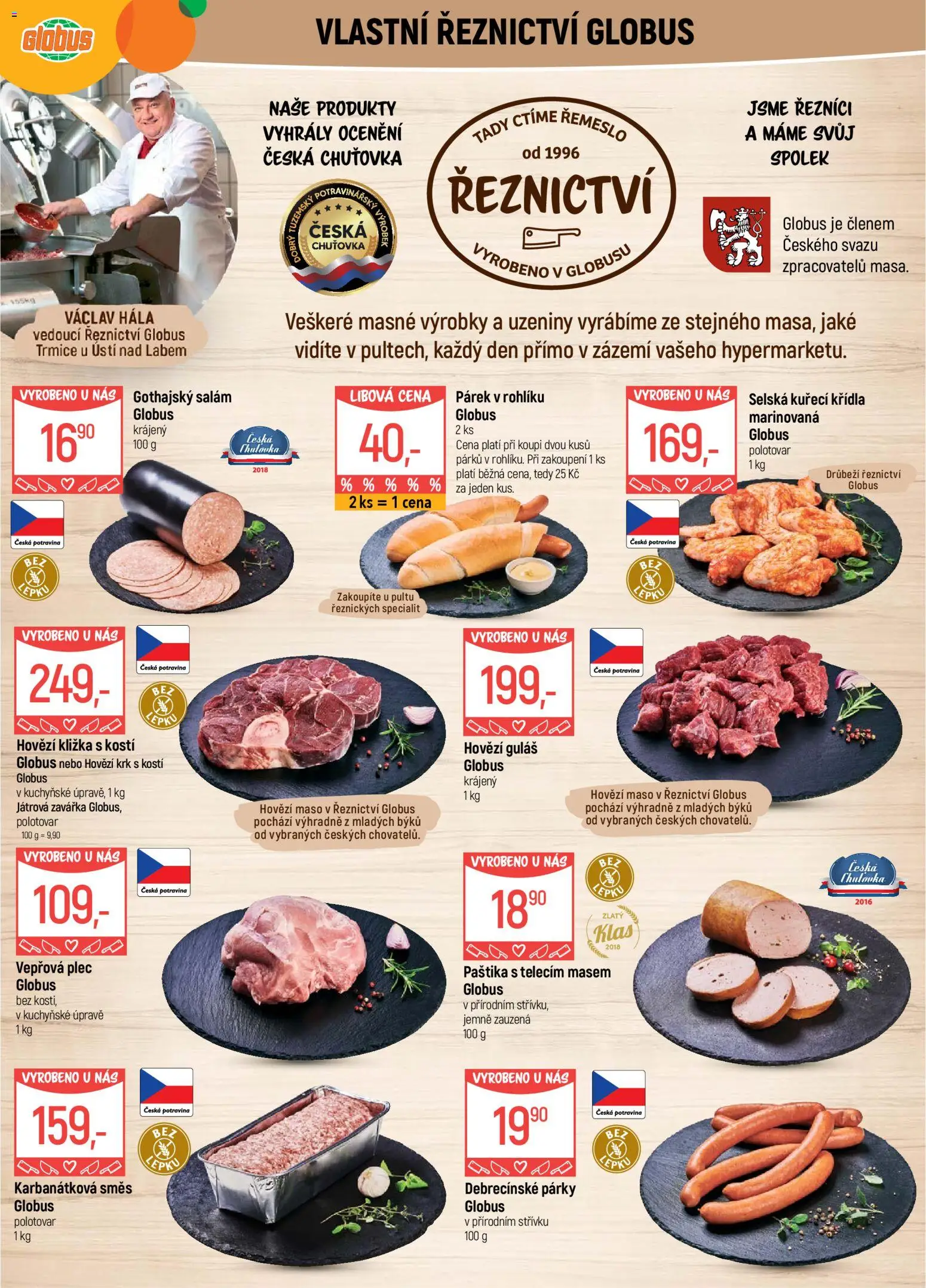 Globus leták - Trmice od 22.04.2026 | Strana: 7 | Produkty: Hovězí maso, Párky, Uzeniny, Maso