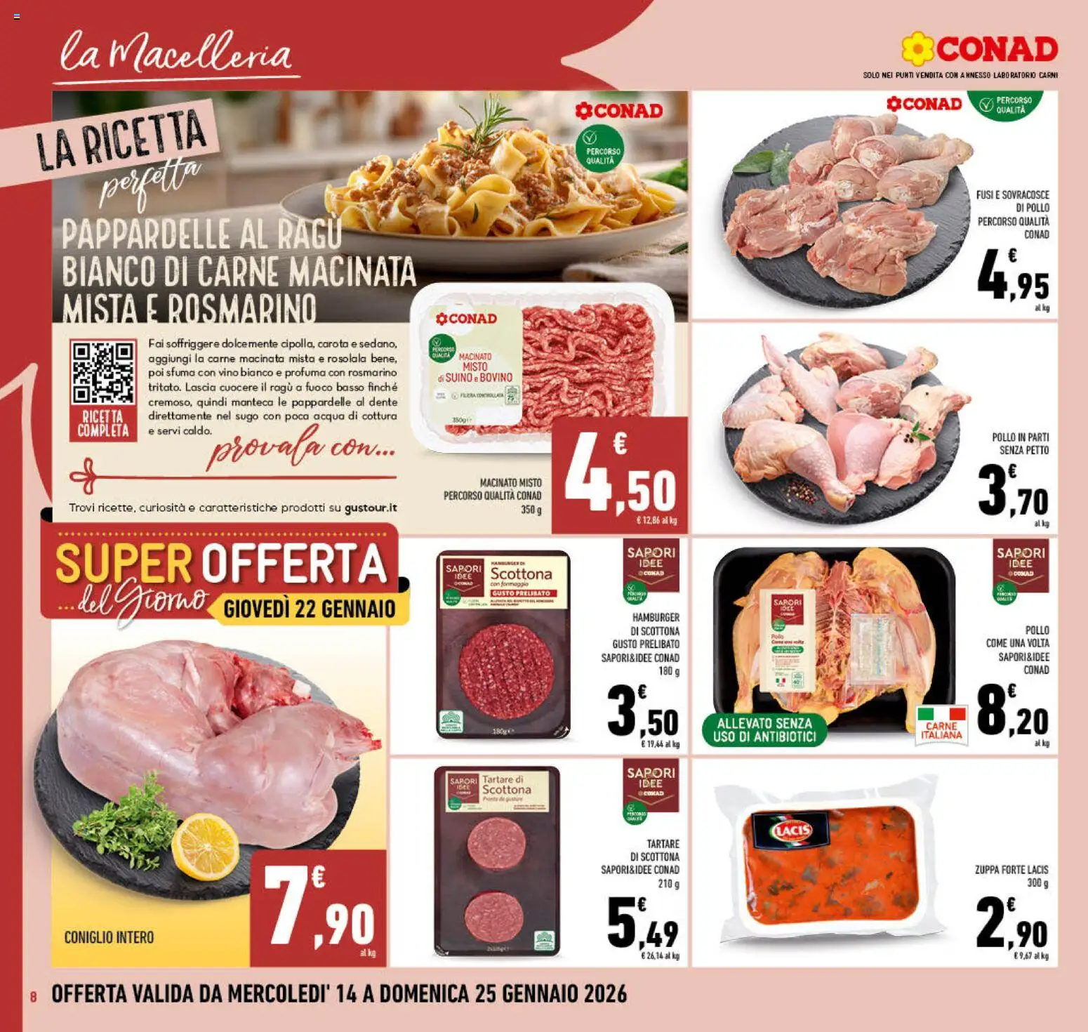 Volantino Conad del 14.01.2026 | Pagina: 8 | Prodotti: Rosmarino, Suino, Formaggio, Vino bianco