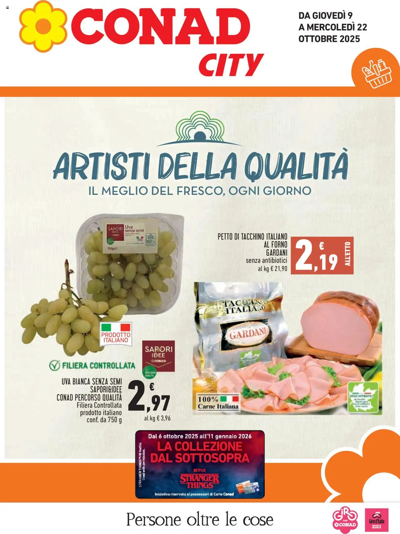 Volantino Conad del 09.10.2025 | Pagina: 1 | Prodotti: Tacchino, Uva, Forno