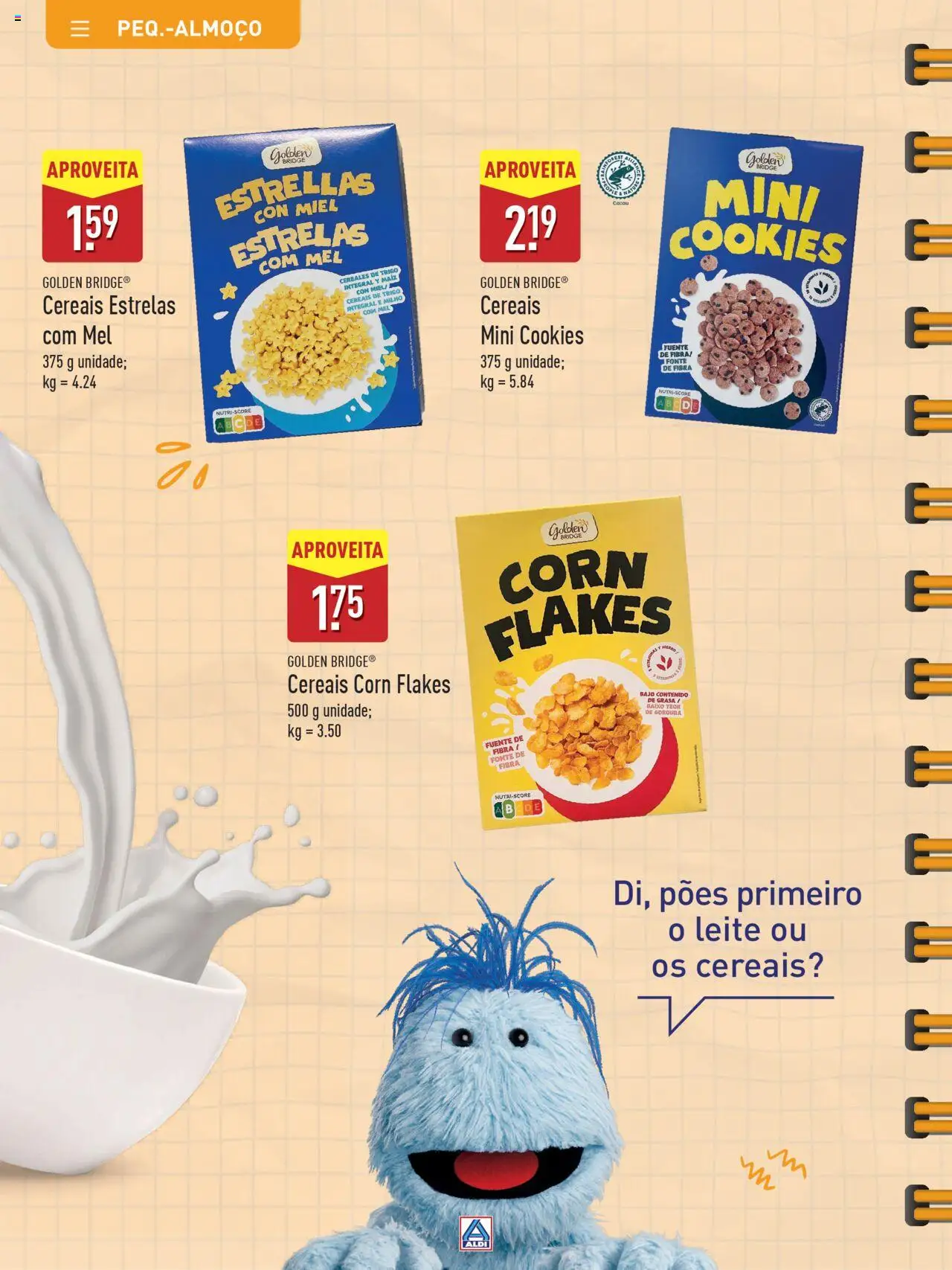 Aldi Especial Regresso às Aulas │ válido de 12.09.2025 | Página: 6 | Produtos: Leite, Mel, Cereais, Milho
