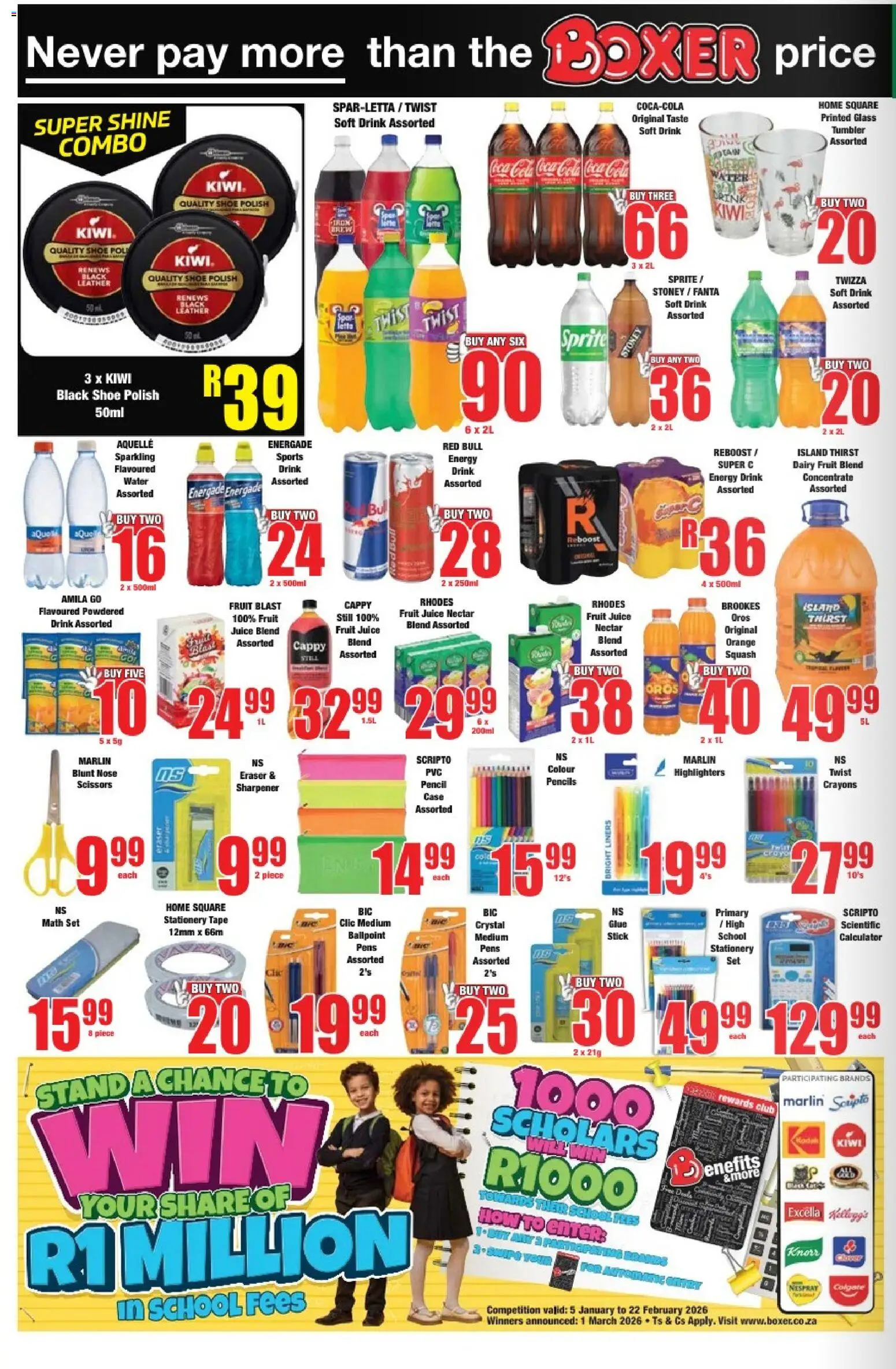 New Boxer catalogue – valid from 05.01.2026 | Page: 6 | Products: Pencil, Juice, Water, Tape