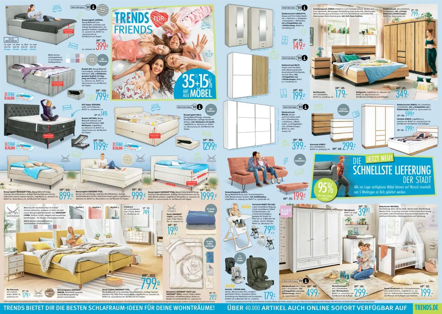 Trends Prospekt 	 – gültig ab 04.04.2026 | Seite: 3 | Produkte: Sideboard, Kleiderschrank, Boxspringbett, Bettwäsche