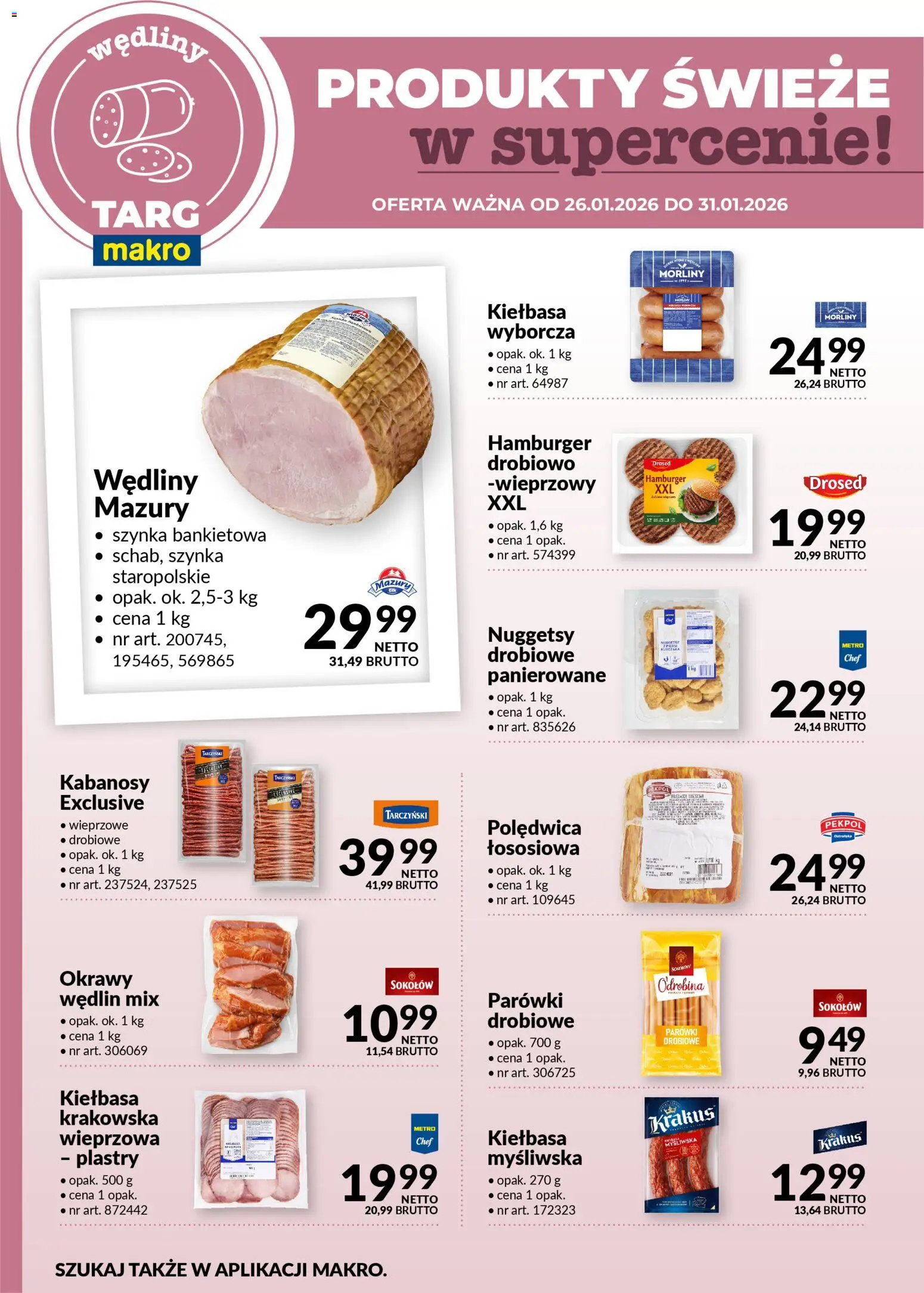 Makro Gazetka - Produkty świeże w supercenie od 26.01.2026 | Strona: 2 | Produkty: Myśliwska, Kabanosy, Parówki, Kiełbasa krakowska