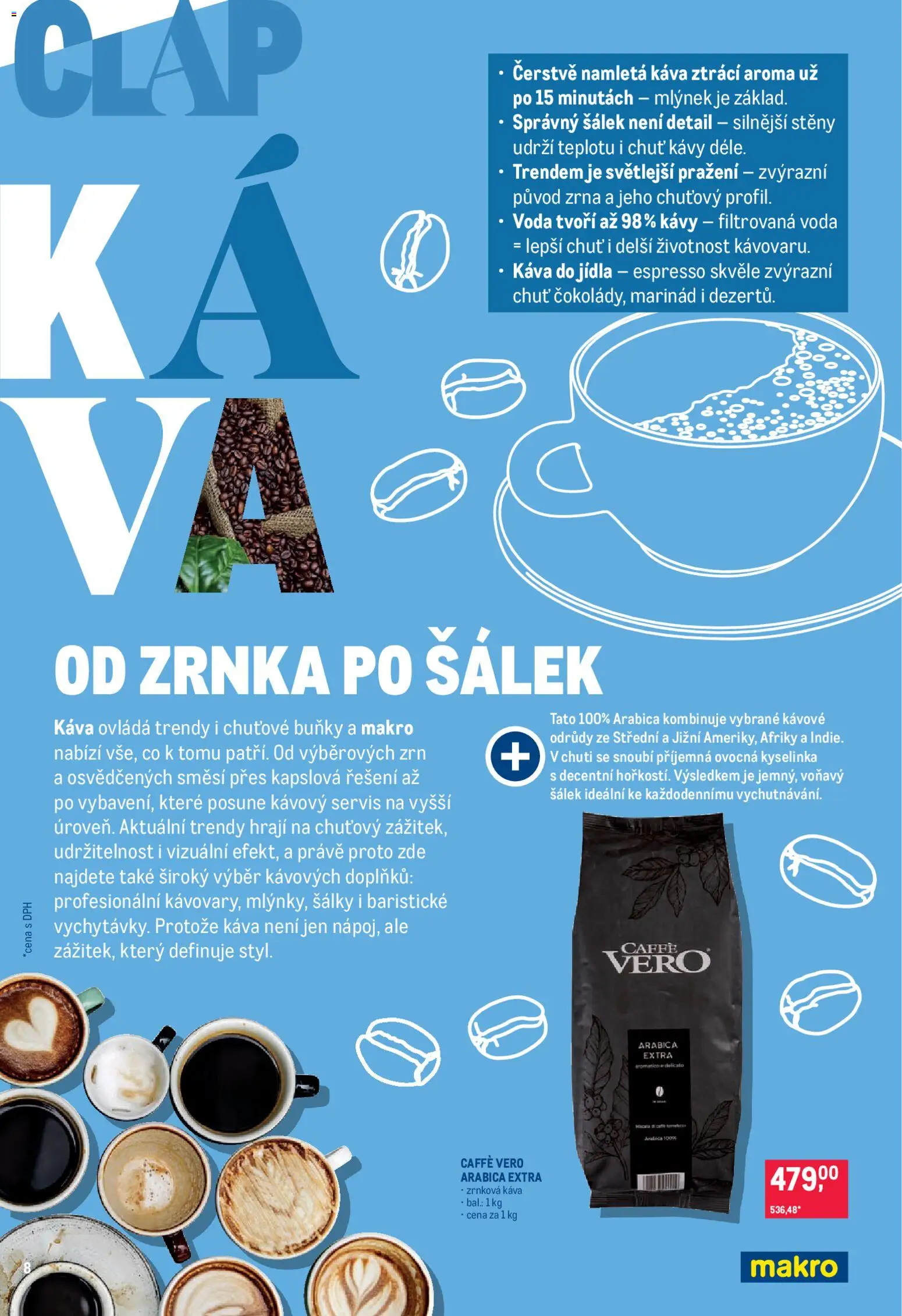 Makro leták - Pro milovníky jídla od 11.02.2026 | Strana: 8 | Produkty: Voda, Káva, Šálek, Mlýnek