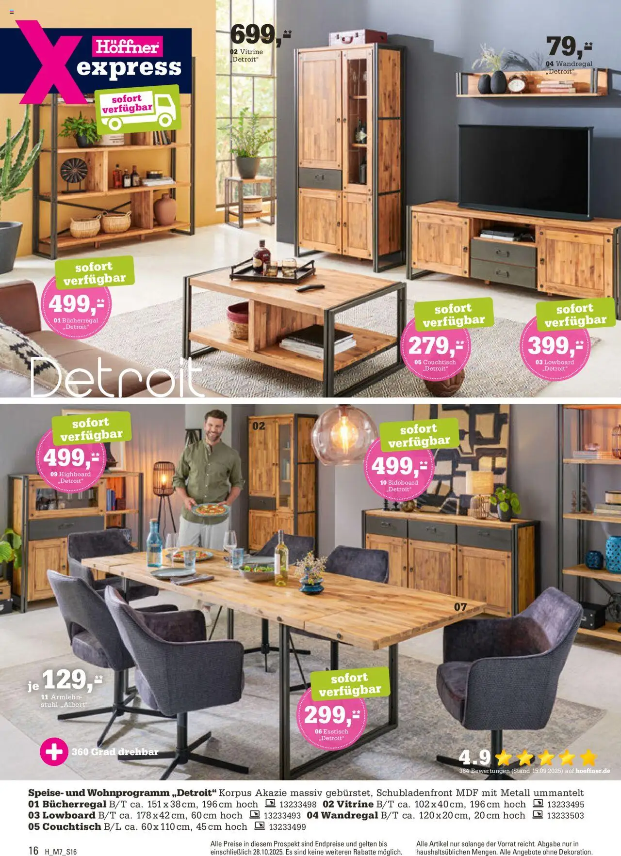 Höffner Prospekt 	 – gültig ab 15.10.2025 | Seite: 16 | Produkte: Sideboard, Bücherregal, Couchtisch, Stuhl