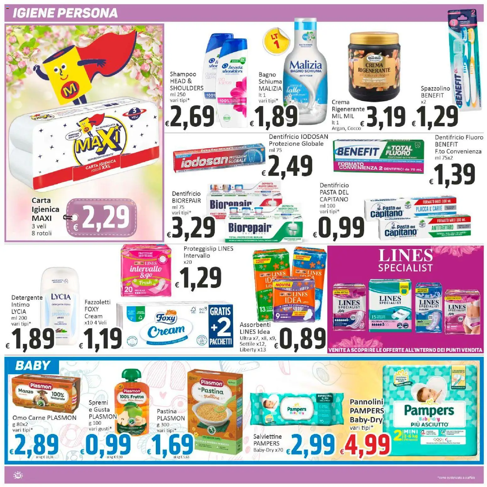 Volantino Paghi Poco del 12.03.2026 | Pagina: 16 | Prodotti: Spazzolino, Detergente intimo, Pasta, Cocco