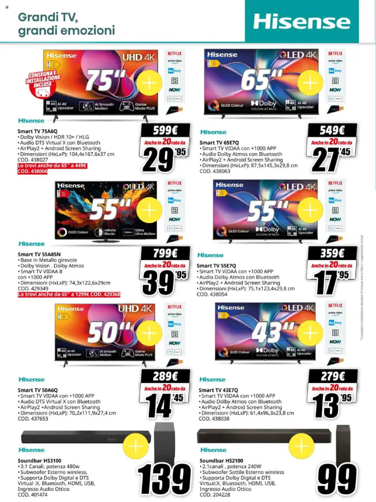 Volantino Media World del 13.10.2025 | Pagina: 20 | Prodotti: smart TV, Soundbar, Video, Audio