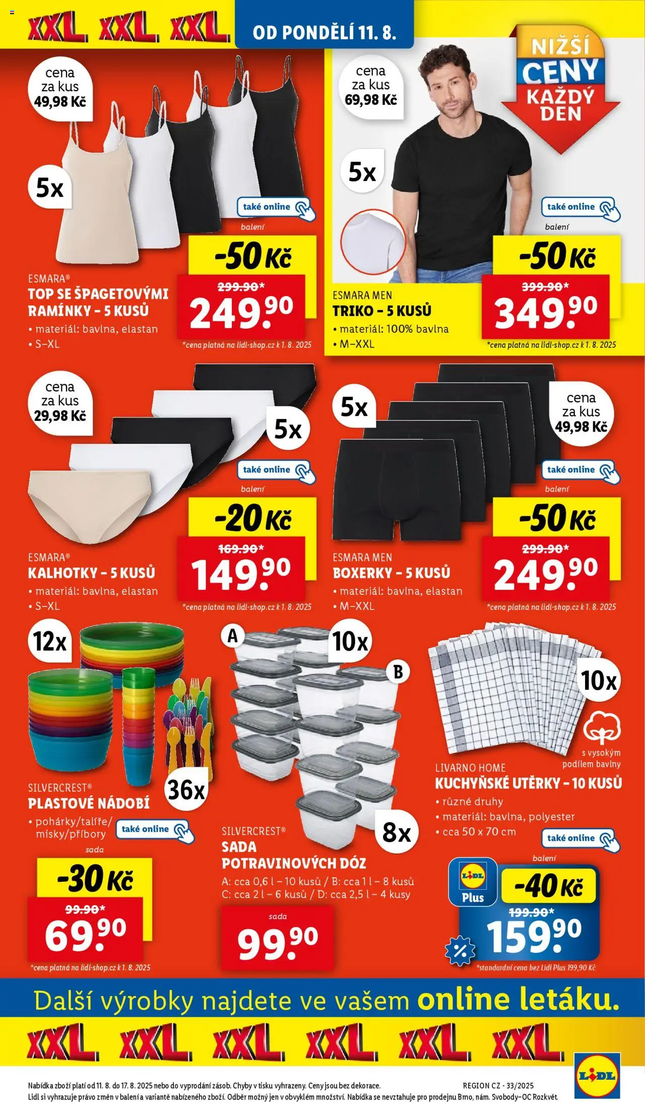 Lidl leták - Spotřební zboží od 11.08.2025 | Strana: 3 | Produkty: Kalhotky, Nádobí, Kuchyňské utěrky, Utěrky