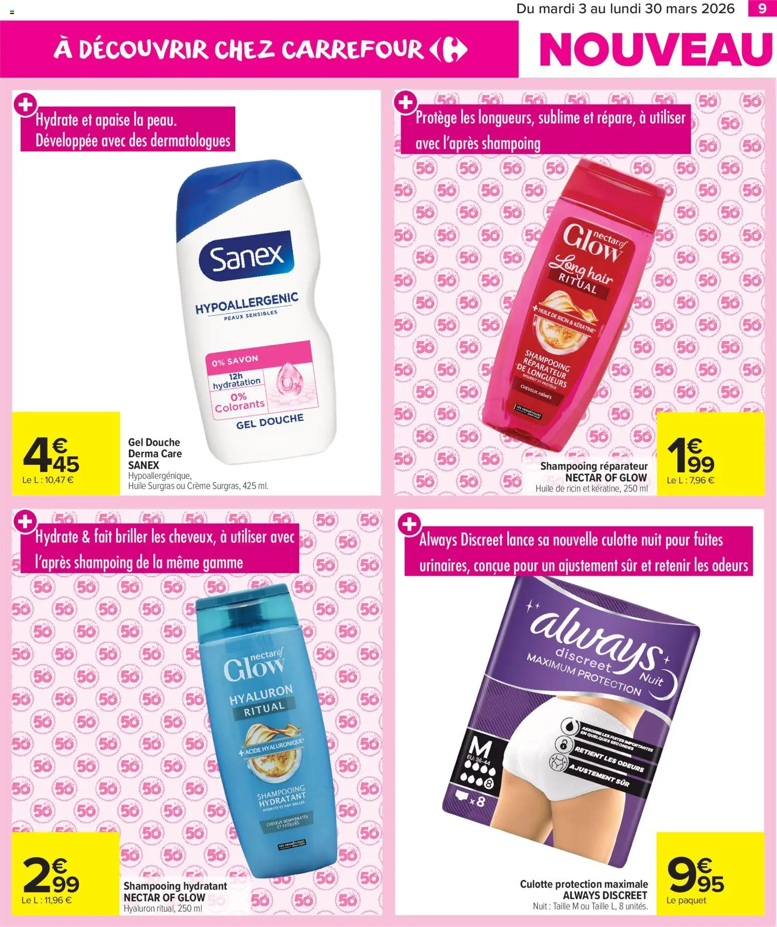 {H1} | Page: 9 | Produits: Shampooing, Savon, Huile, Culotte