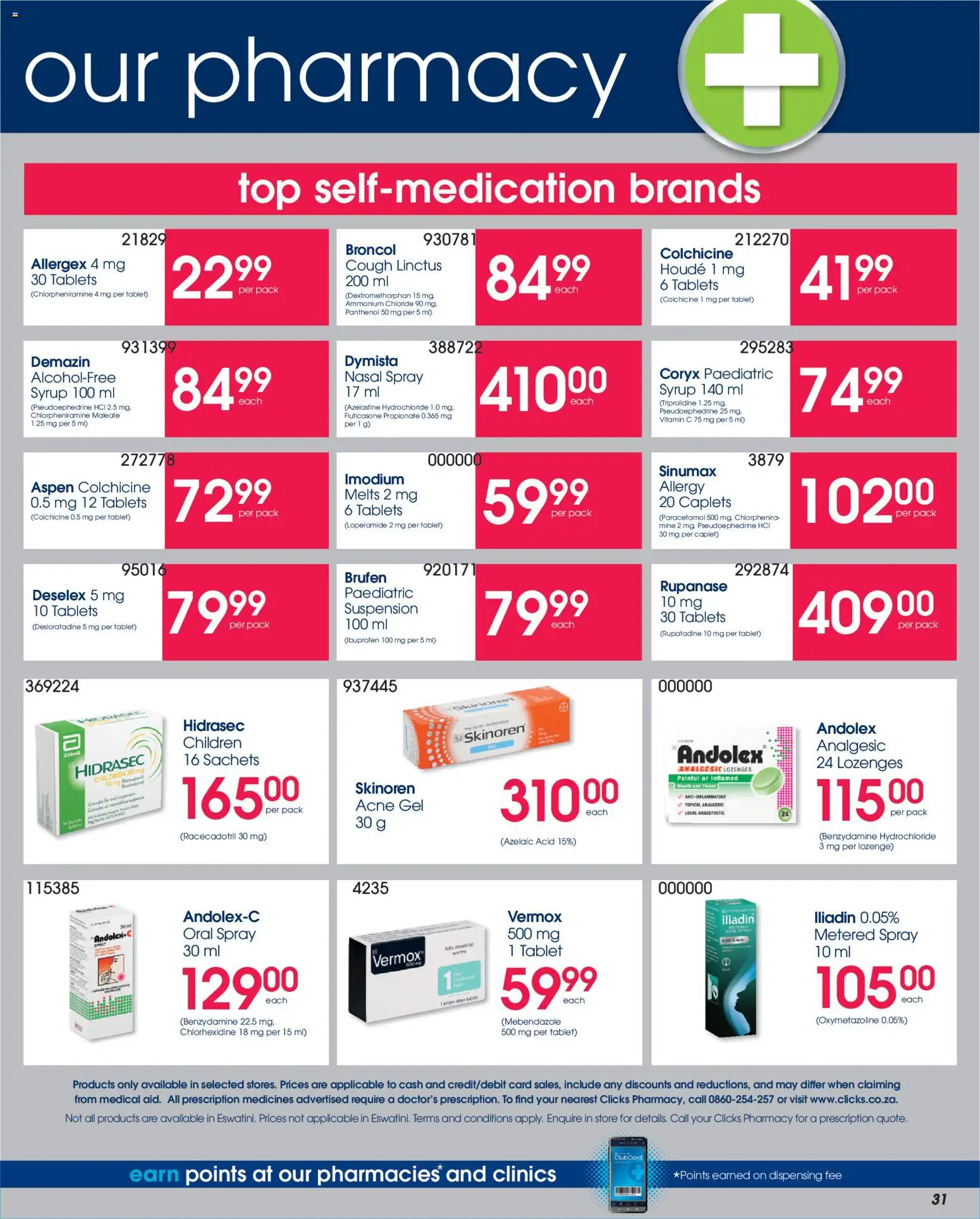 New Clicks catalogue – valid from 25.03.2026 | Page: 31 | Products: Tablet, Lozenges, Syrup, Nasal spray