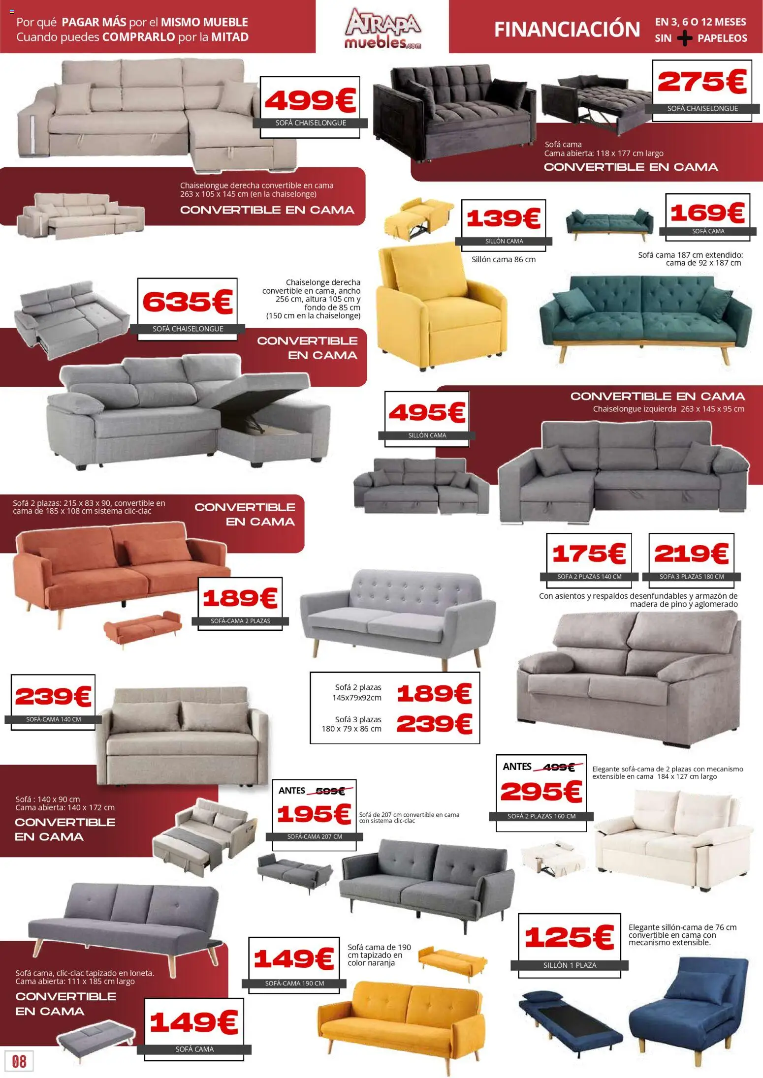 Atrapa Muebles - folleto │ válido desde el 01.02.2026 | Página: 8 | Productos: Sofá cama, Cama, Sofá, Sillón