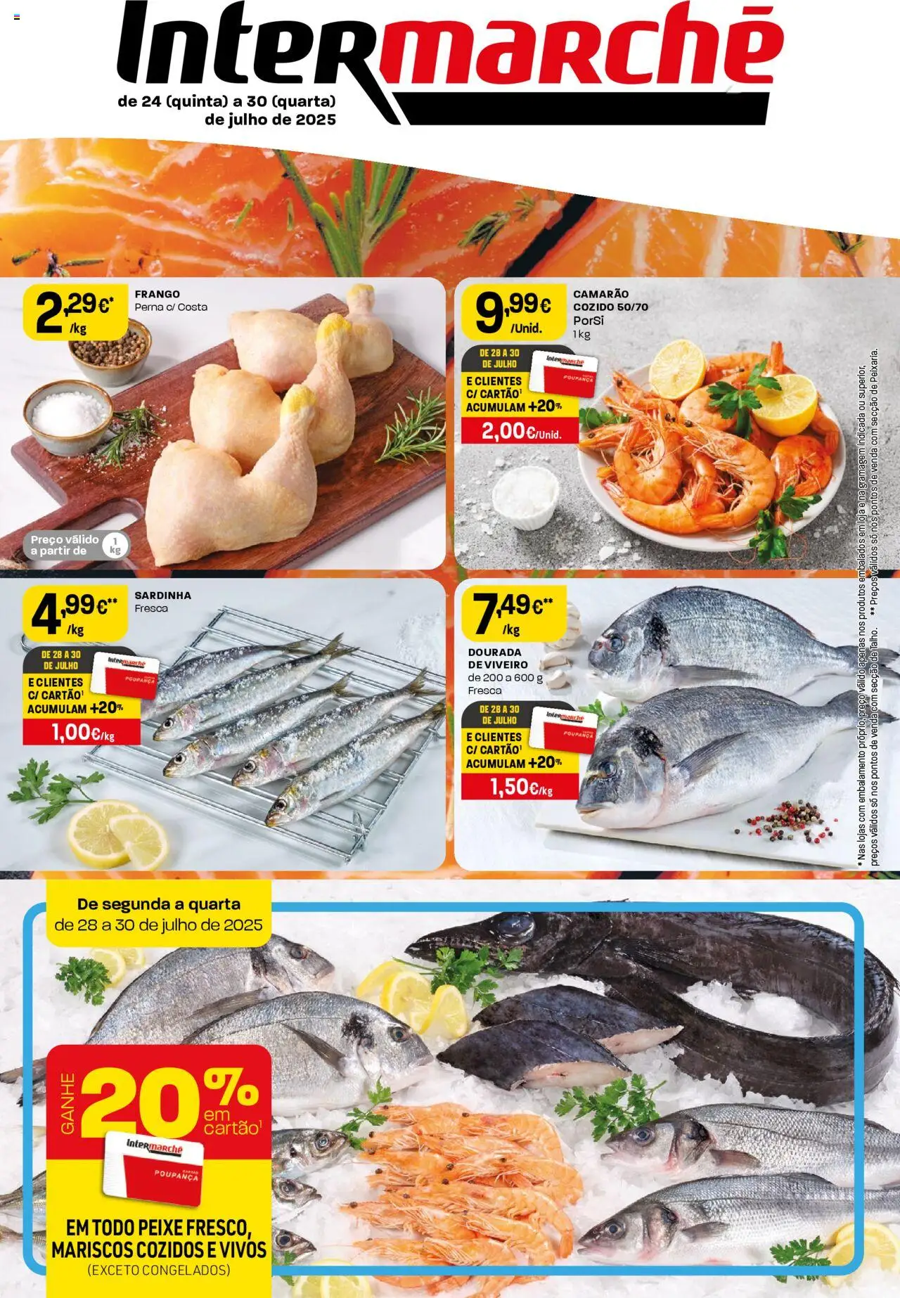 Intermarché folheto │ válido de 24.07.2025 | Página: 1 | Produtos: Dourada, Frango, Camarão, Peixe