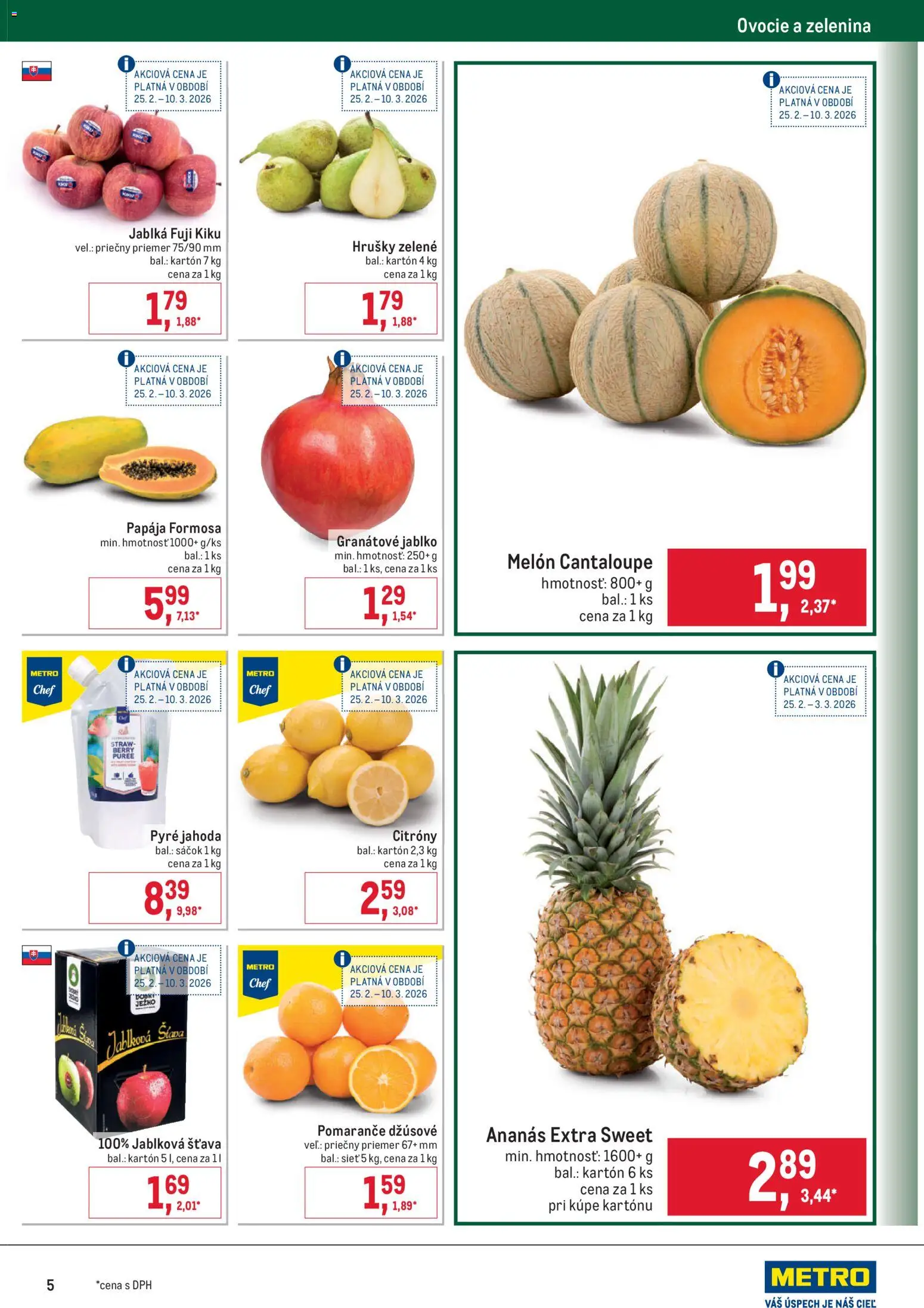 Nové Metro akcie – leták je platný od 25.02.2026 | Strana: 5 | Produkty: Jablká, Melón, Hrušky, Ovocie