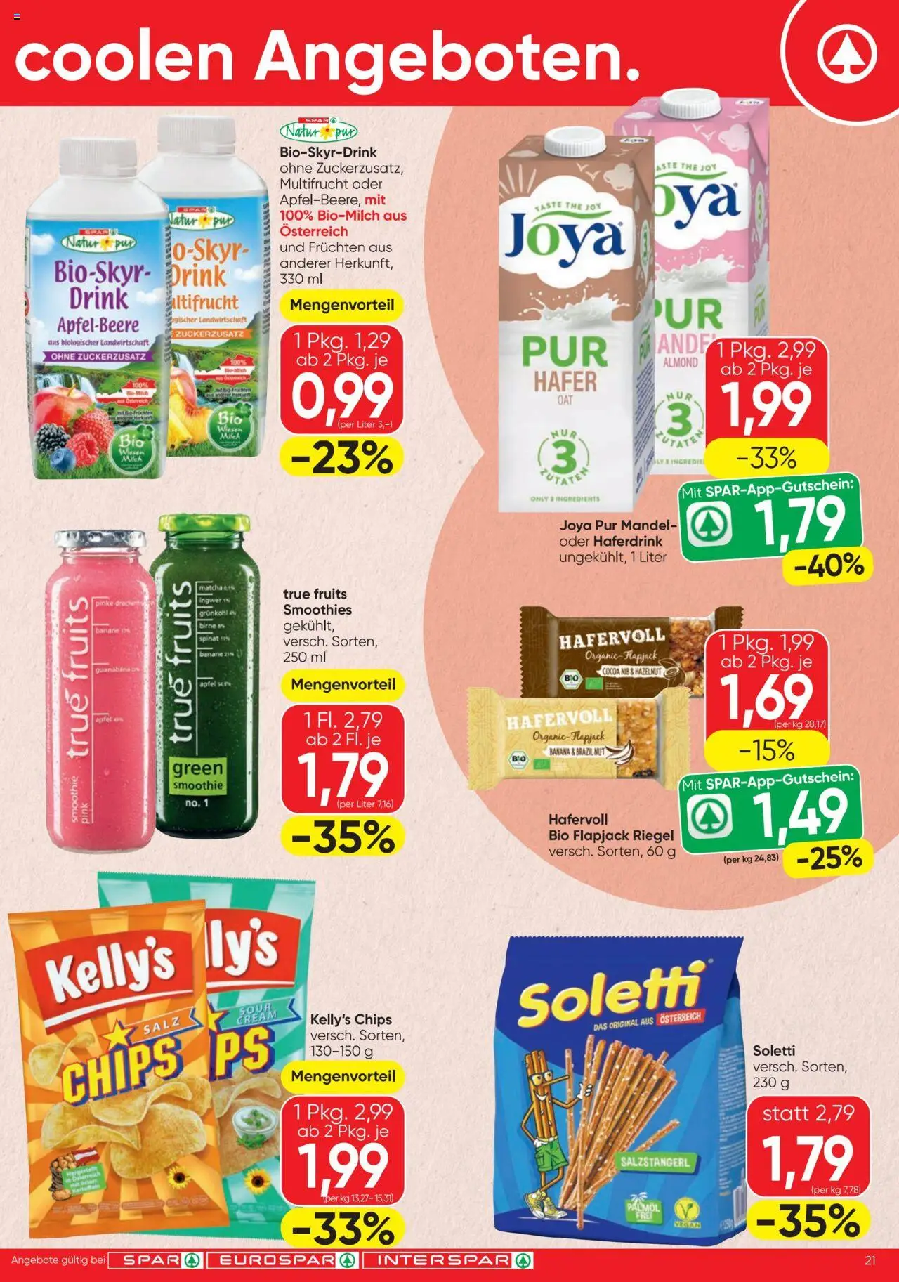 Spar Flugblatt gültig ab 03.07.2025 | Seite: 21 | Produkte: Chips, Salz, Birne, Milch