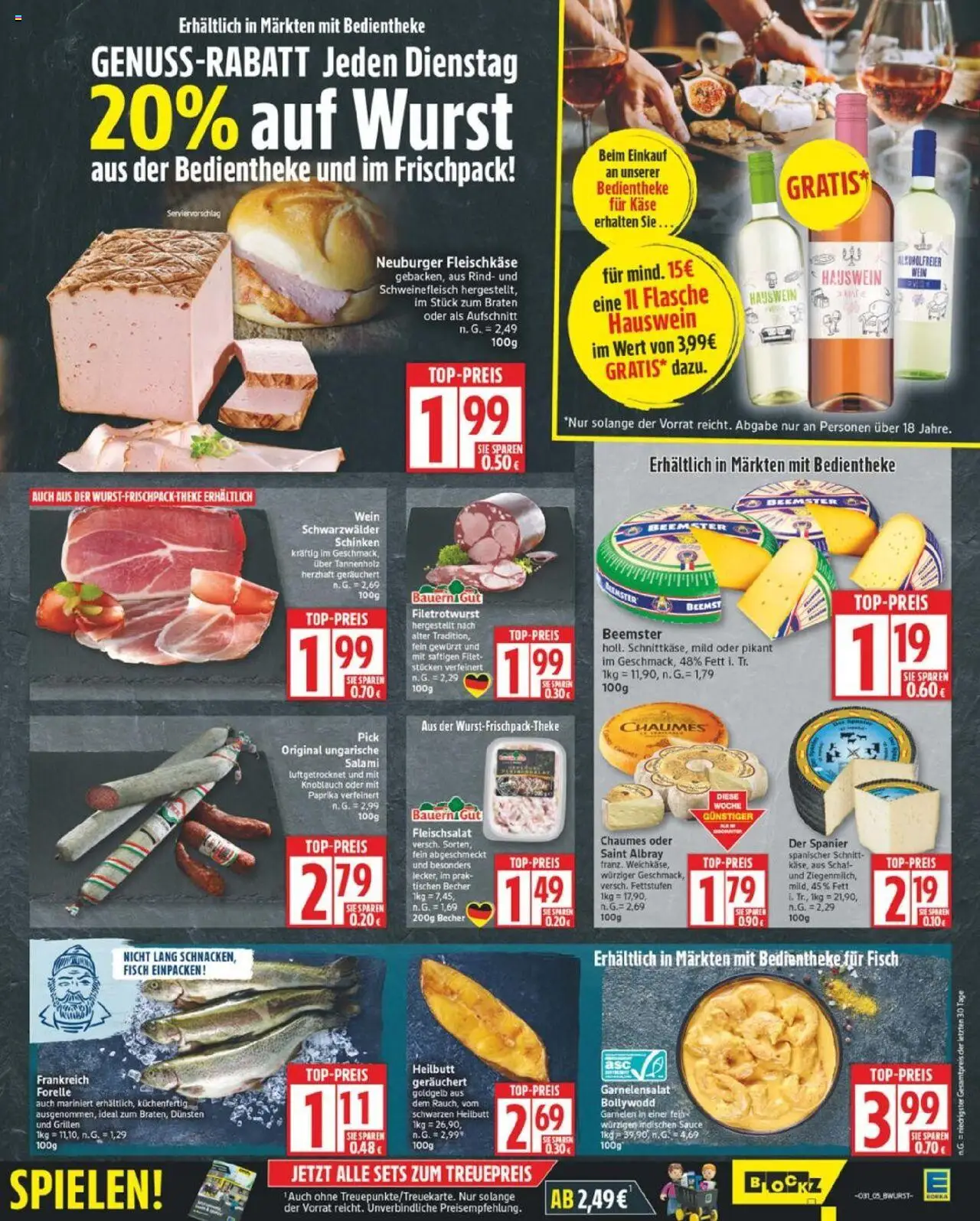 Edeka Prospekt 	 - gültig ab dem 28.07.2025 | Seite: 5 | Produkte: Käse, Paprika, Wein, Schweinefleisch