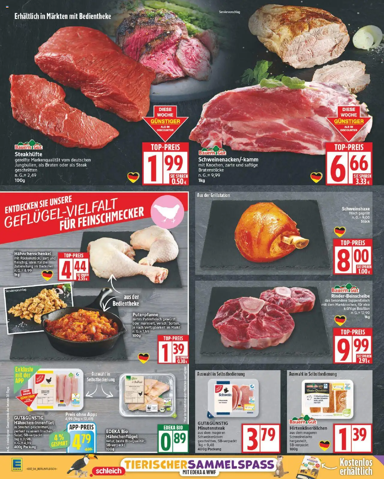 Edeka Prospekt 	 – gültig ab 08.09.2025 | Seite: 4 | Produkte: Hahnchen, Hahnchenschenkel, Schweinerucken, Steak