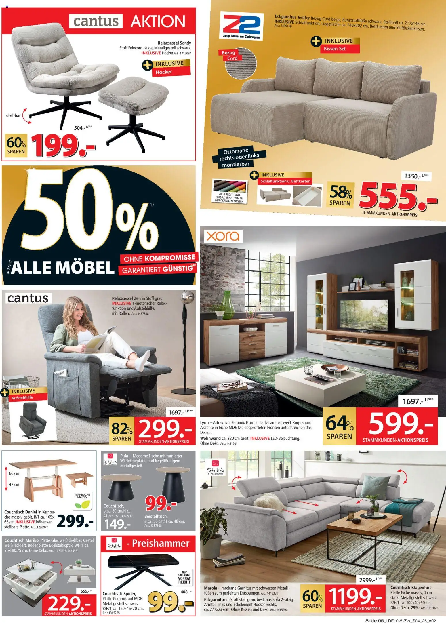 Zurbrüggen Personalrabatt für alle – gültig ab 03.11.2025 | Seite: 5 | Produkte: Relaxsessel, Wohnwand, Kissen, Couchtisch