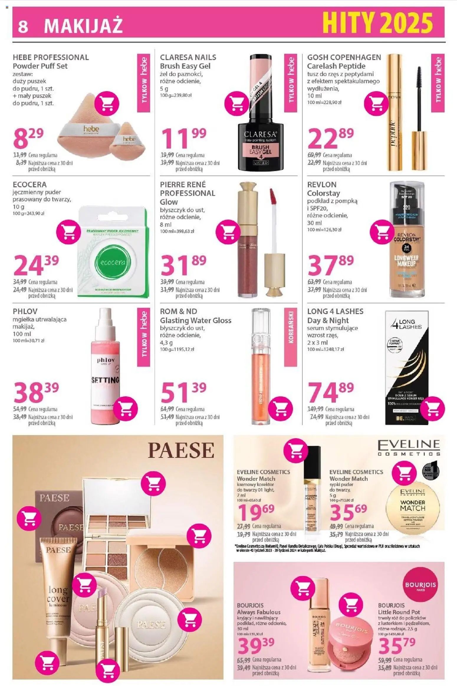 Hebe Gazetka od 02.01.2026 | Strona: 8 | Produkty: Makijaż, Korektor, Tusz do rzęs, Błyszczyk