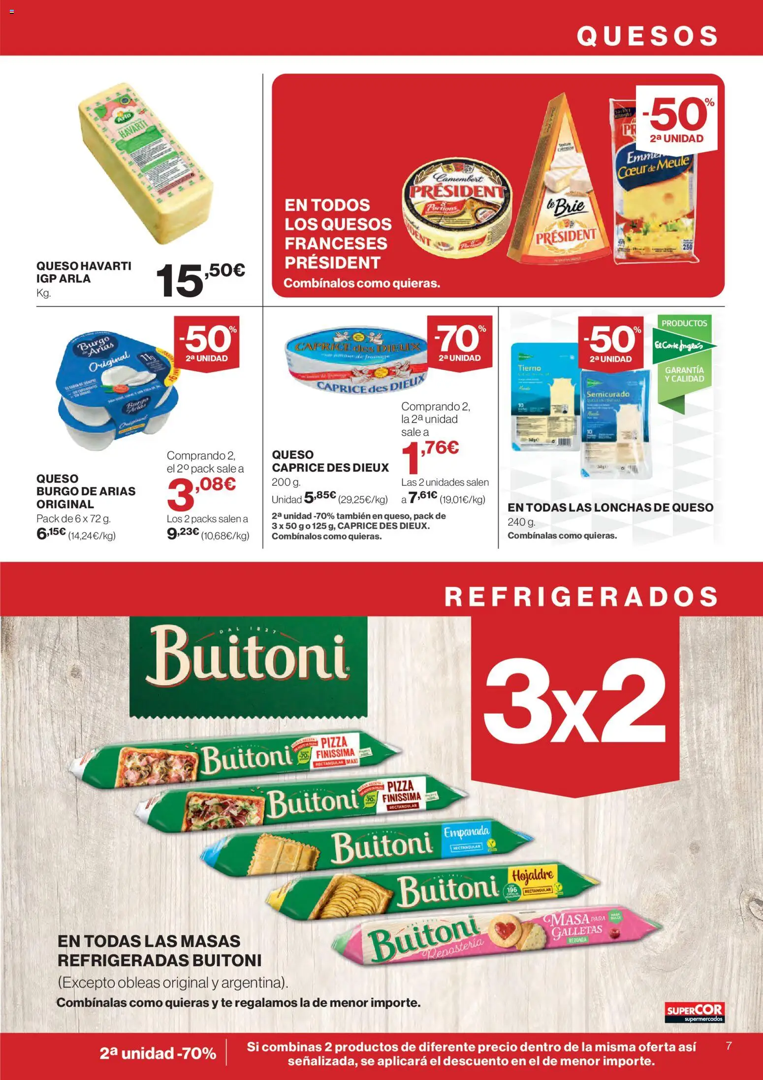 Supercor folleto │ válido desde el 09.04.2026 | Página: 7 | Productos: Queso, Pan, Pizza, Galletas