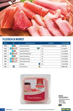 Metro Frühstück Spezial ab 25.09.2025 gültig | Seite: 2 | Produkte: Wurst, Cage de football, Schinken