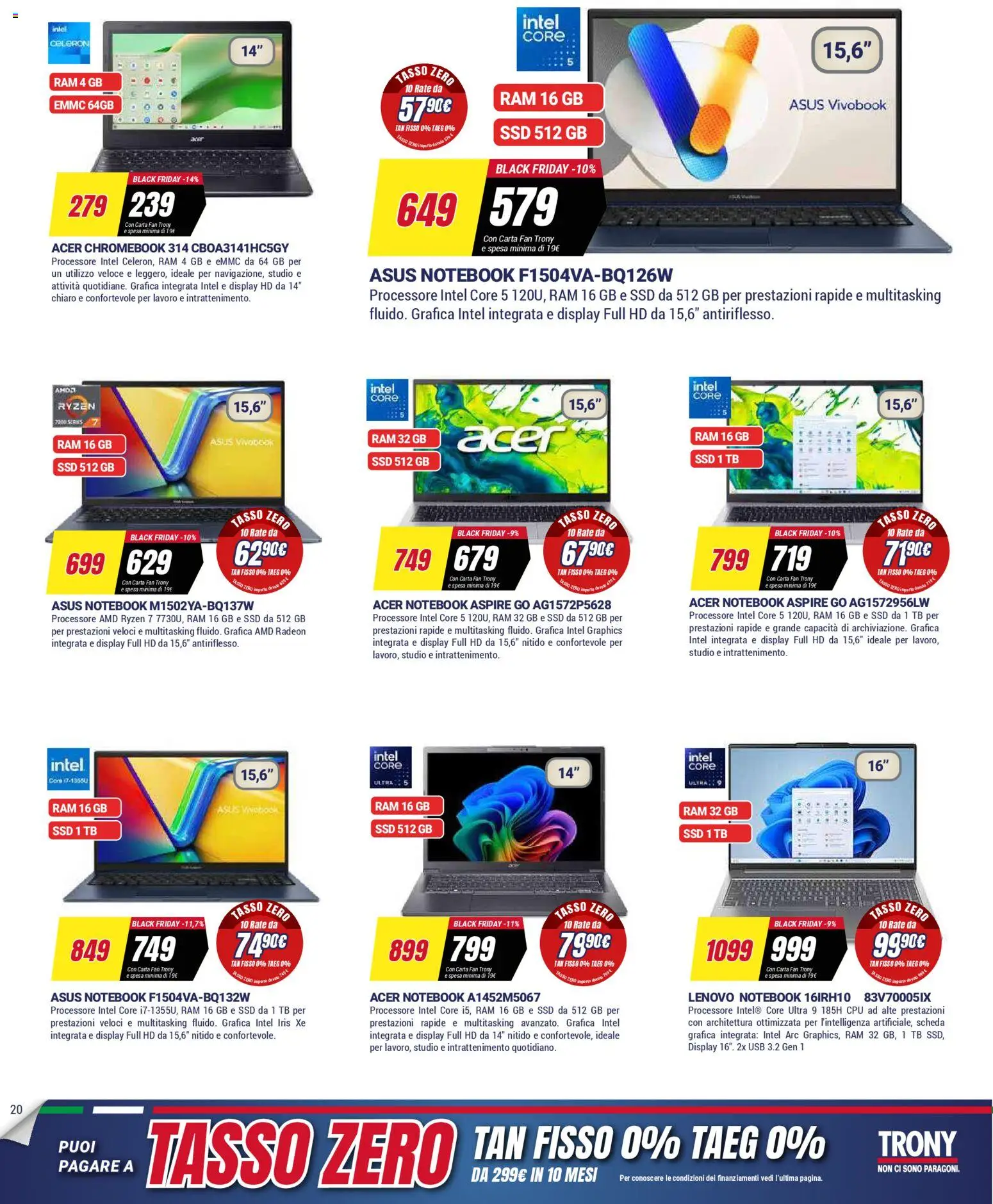 Volantino Trony volantino Sardegna del 19.03.2026 | Pagina: 19 | Prodotti: Notebook, USB, Fan