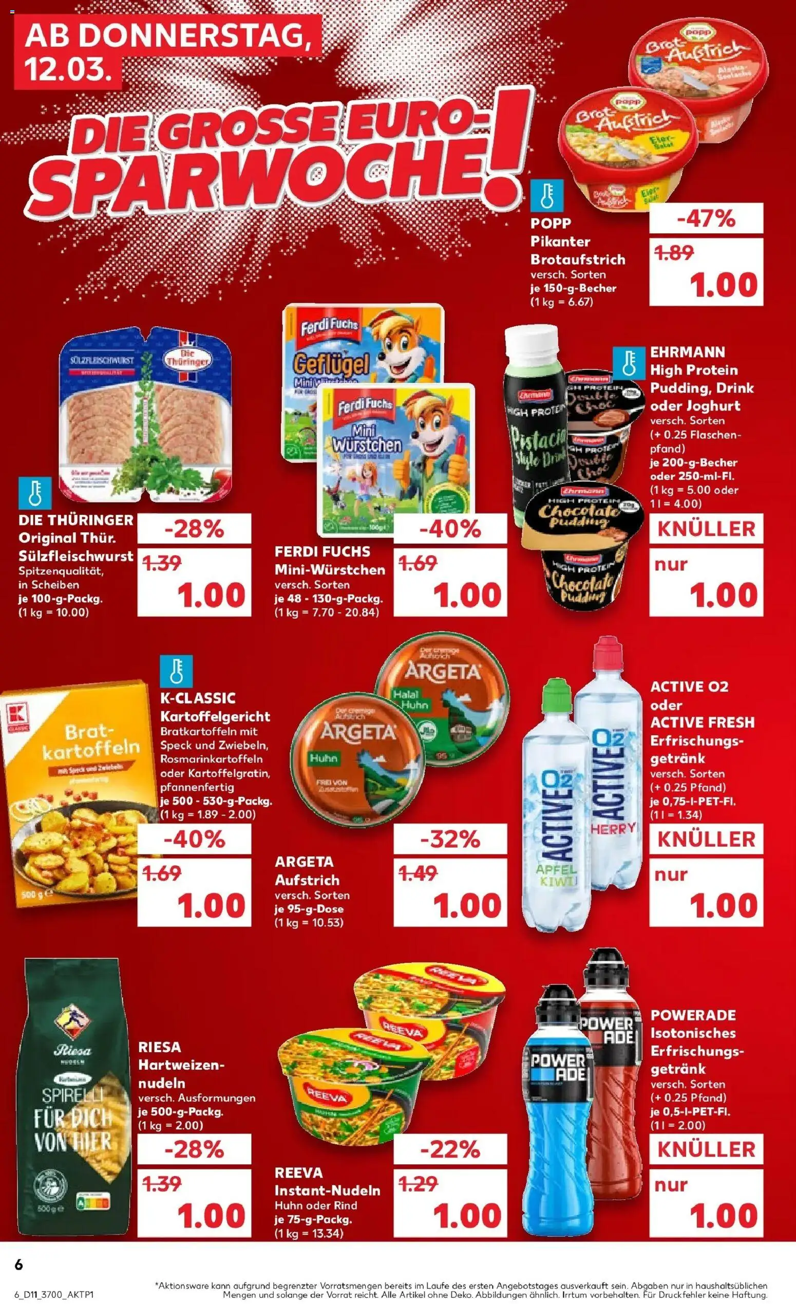 Kaufland Prospekt Bentwisch	 – gültig ab 09.03.2026 | Seite: 18 | Produkte: Joghurt, Powerade, Brot, Nudeln