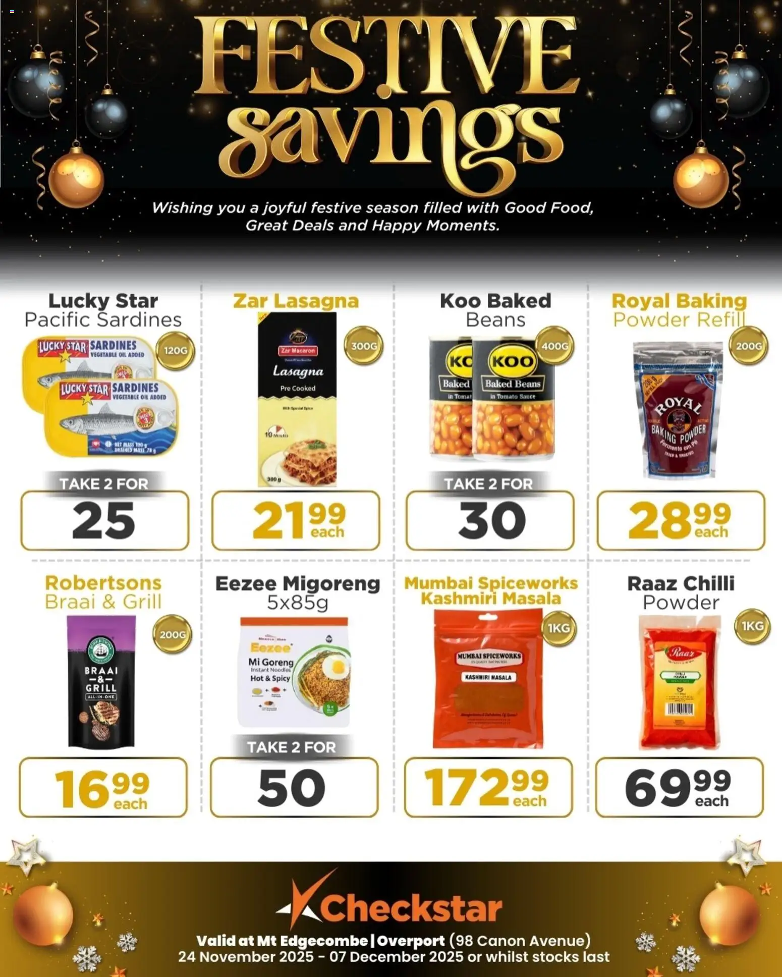 New Check Star catalogue – valid from 24.11.2025 | Page: 4 | Products: Beans, Powder, Baking powder, Chilli