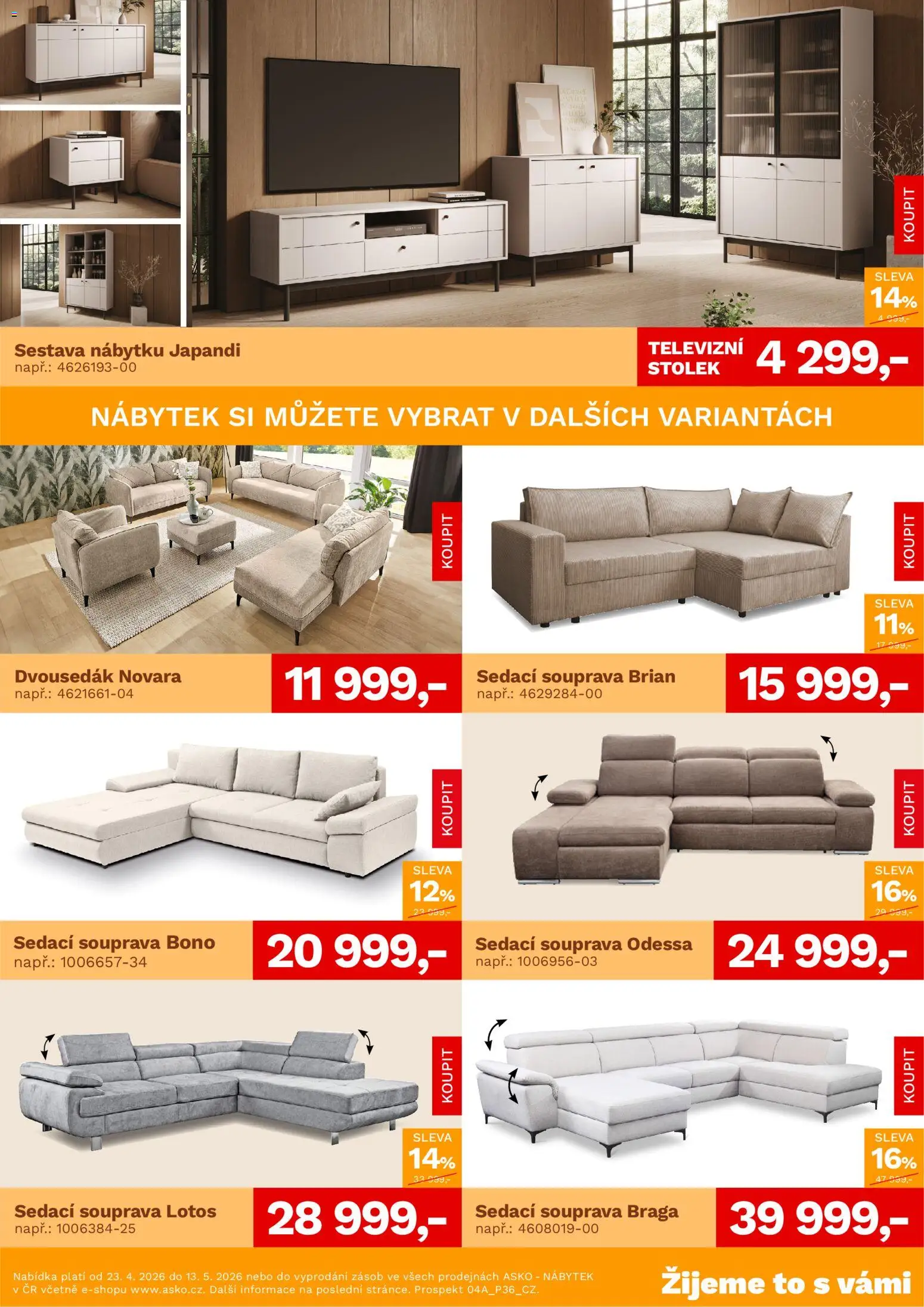 ASKO nábytek leták od 23.04.2026 | Strana: 2 | Produkty: Sedací souprava, Nábytek, Stolek