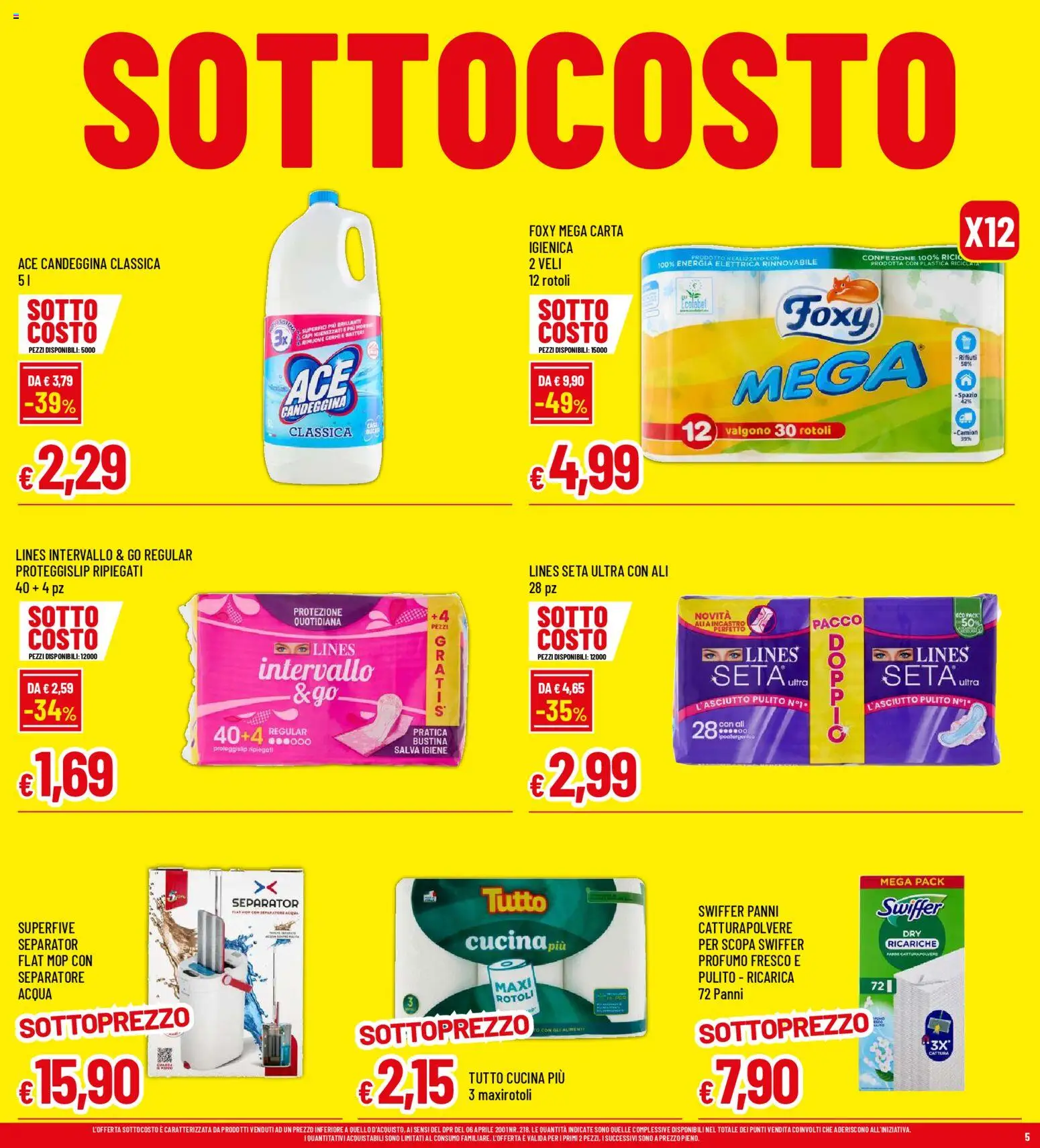 Volantino Famila del 23.04.2026 | Pagina: 5 | Prodotti: Candeggina, Acqua, Scopa, Profumo