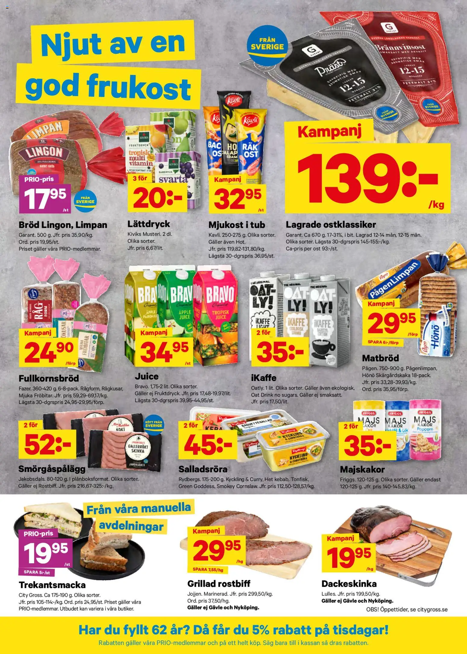 City Gross reklamblad aktuell från 23.02.2026 | Sida: 7 | Produkter: Majskakor, Bröd, Skinka, Juice