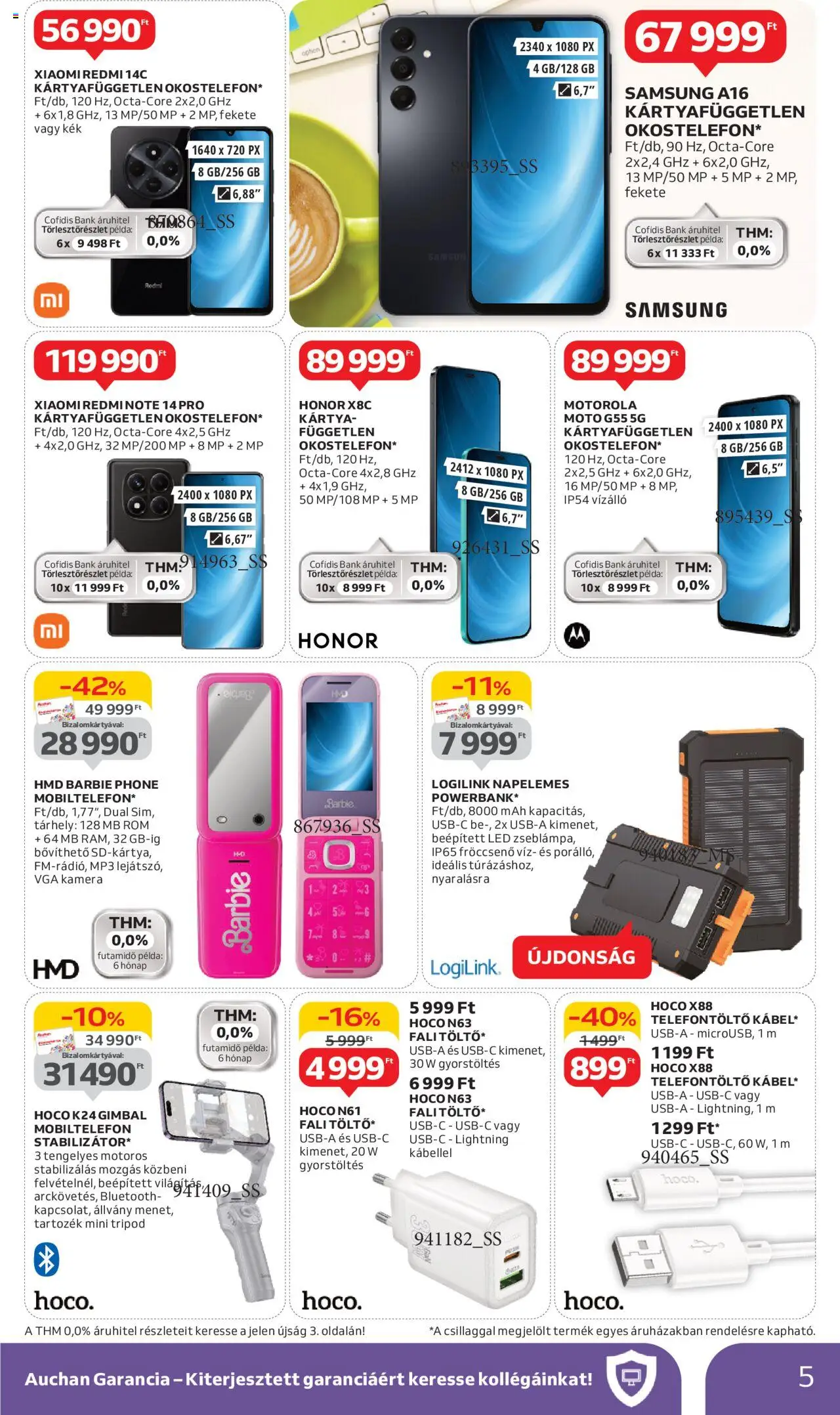 Auchan akciós ujság - amely érvényes a következő dátumtól: 05.06.2025 | Oldal: 5 | Termékek: Powerbank, Kamera, Xiaomi, Samsung